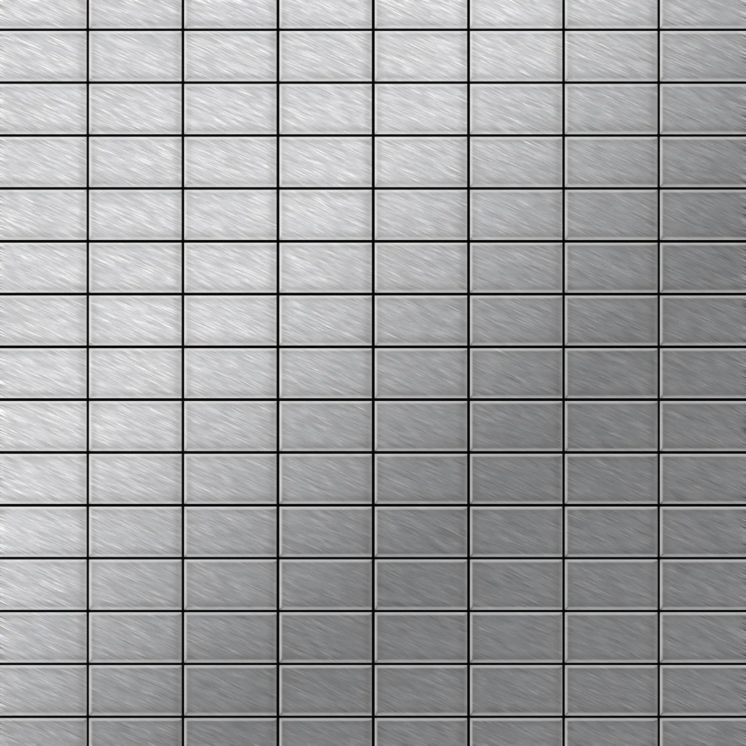 ALLOY Mosaik Fliese Massiv Metall Edelstahl Gebürstet Grau 1