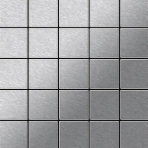 ALLOY Mosaik Fliese Massiv Metall Edelstahl Gebürstet Grau 1