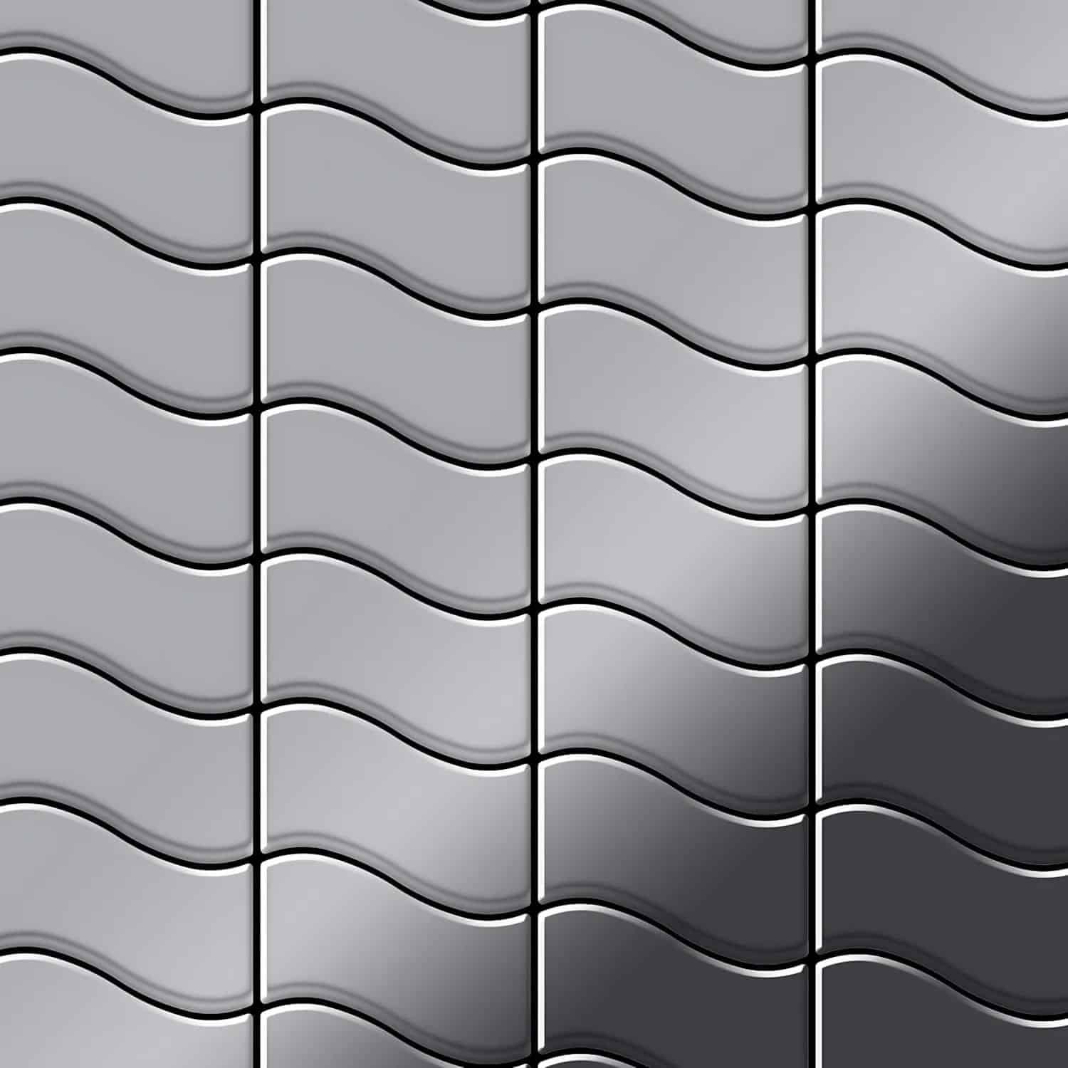 ALLOY Mosaik Fliese Massiv Metall Edelstahl Hochglänzend Grau 1