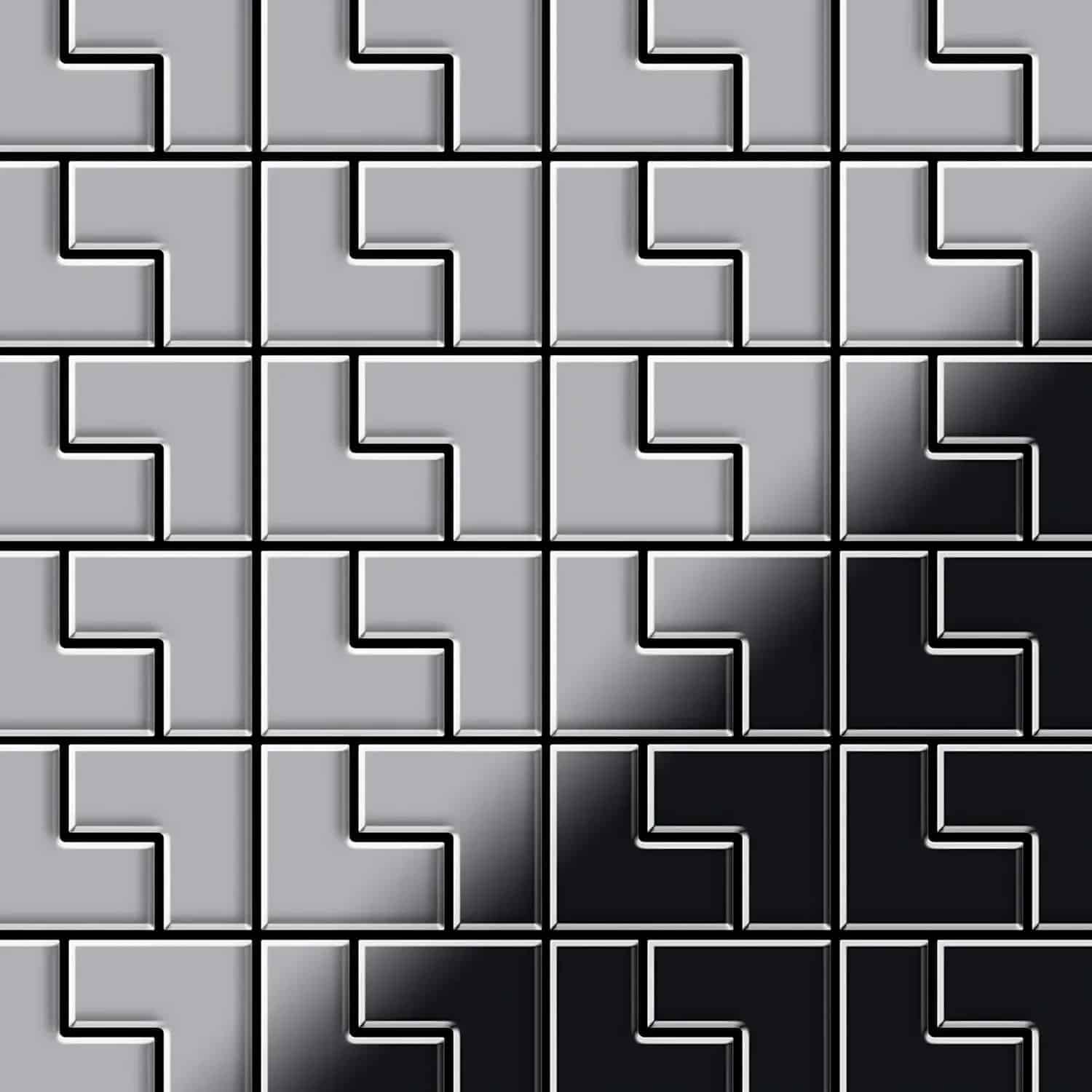 ALLOY Mosaik Fliese Massiv Metall Edelstahl Hochglänzend Grau 1