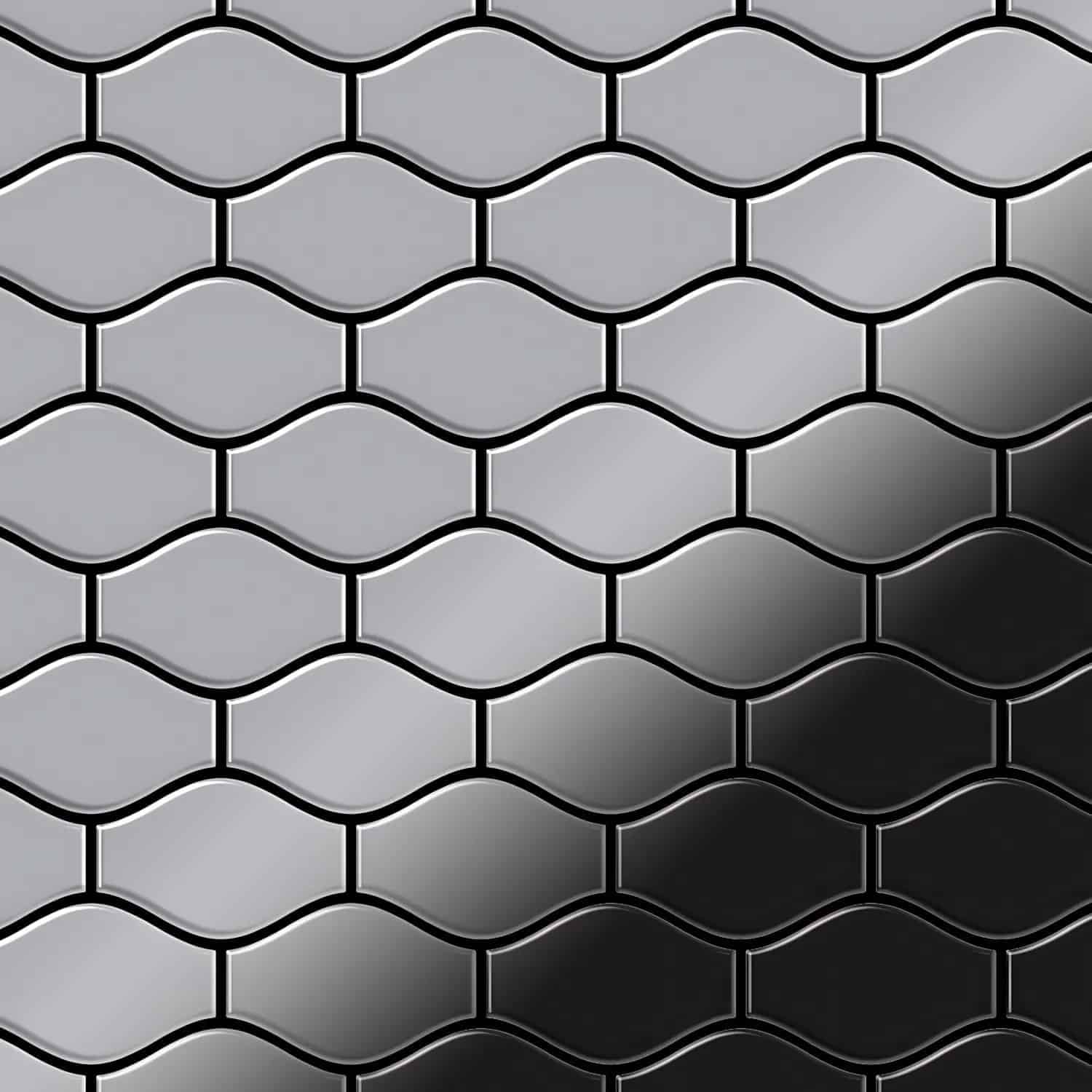 ALLOY Mosaik Fliese Massiv Metall Edelstahl Hochglanz Grau 1