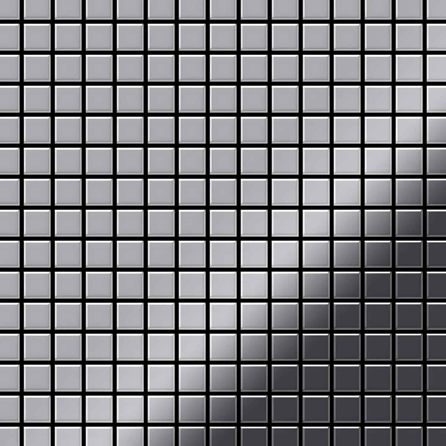 ALLOY Mosaik Fliese Massiv Metall Edelstahl Hochglanz Grau 1