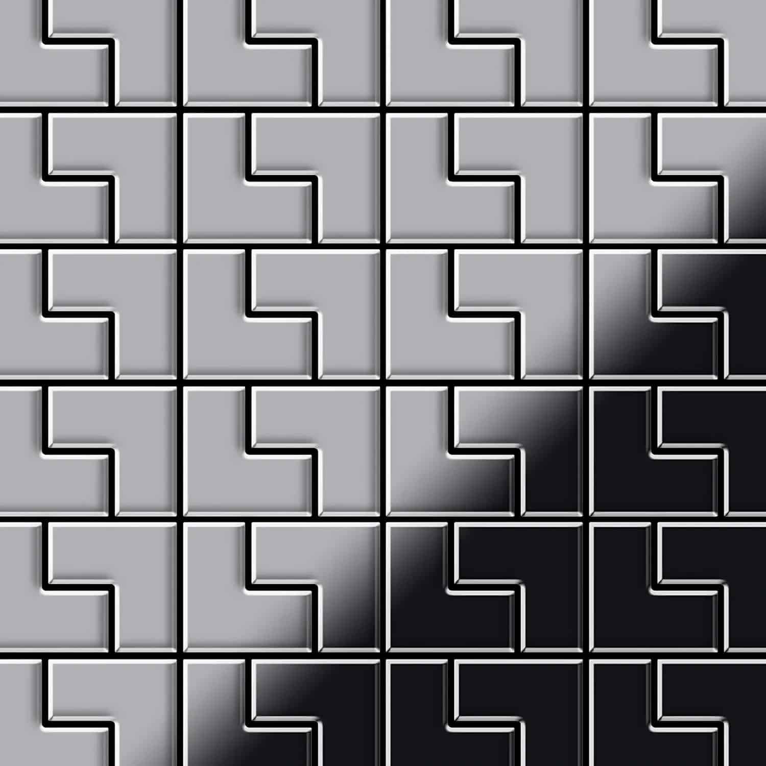 ALLOY Mosaik Fliese Massiv Metall Edelstahl Marine Gebürstet Grau 1