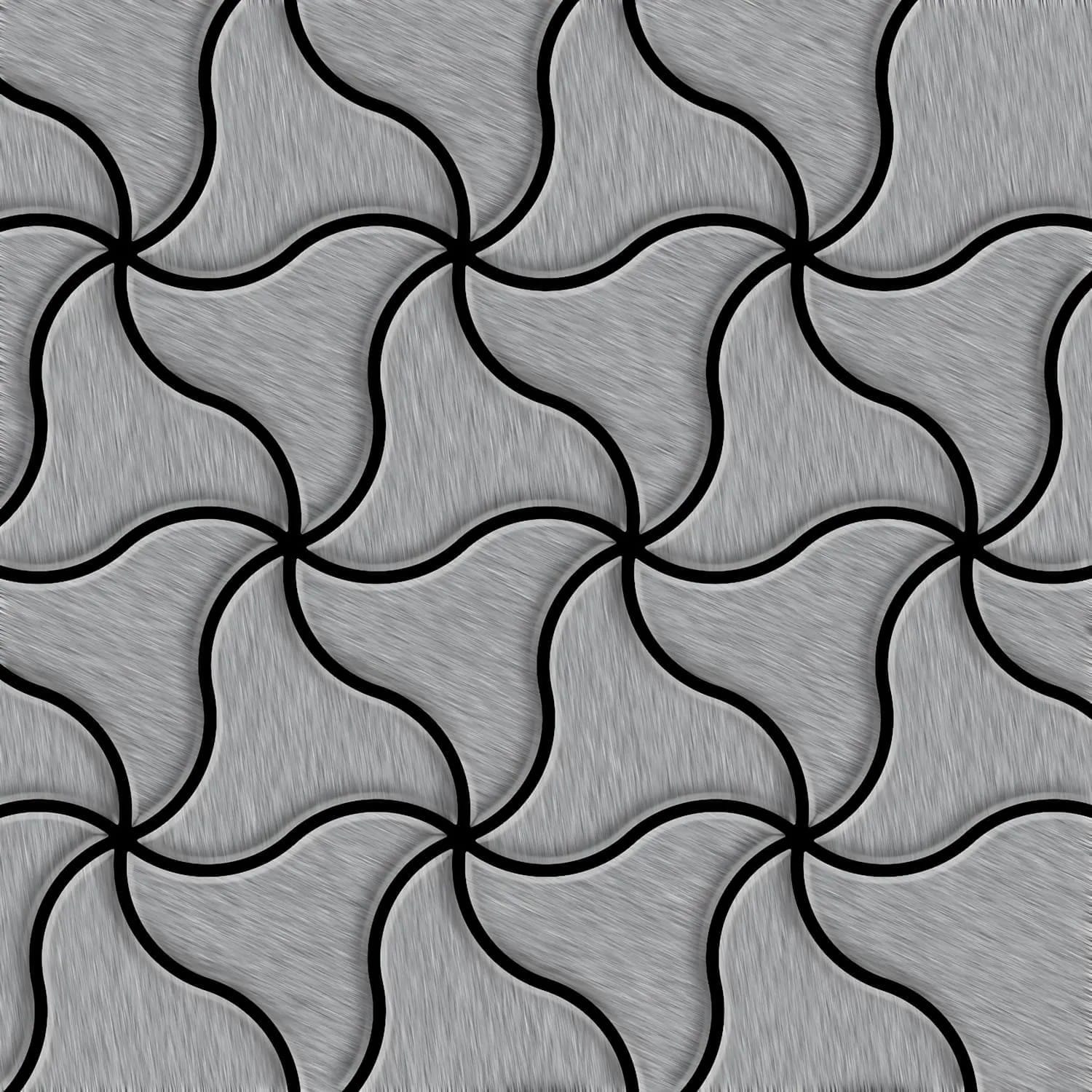 ALLOY Mosaik Fliese Massiv Metall Edelstahl Marine Gebürstet Grau 1