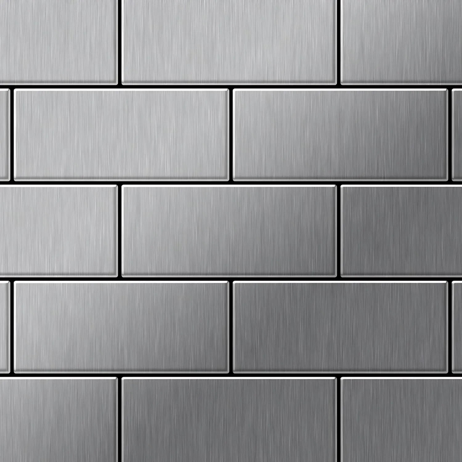 ALLOY Mosaik Fliese Massiv Metall Edelstahl Marine Gebürstet Grau 1