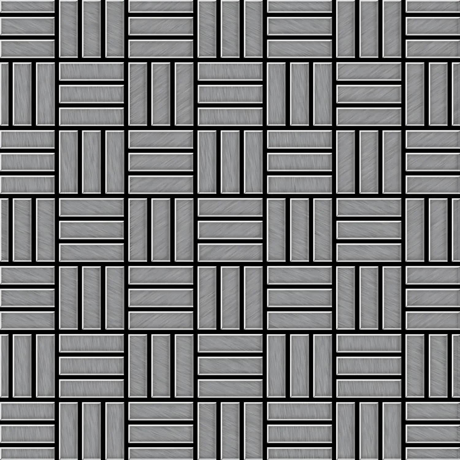ALLOY Mosaik Fliese Massiv Metall Edelstahl Marine Gebürstet Grau Basketweave-s-s-mb 1 Paket mit 10 Matten 0