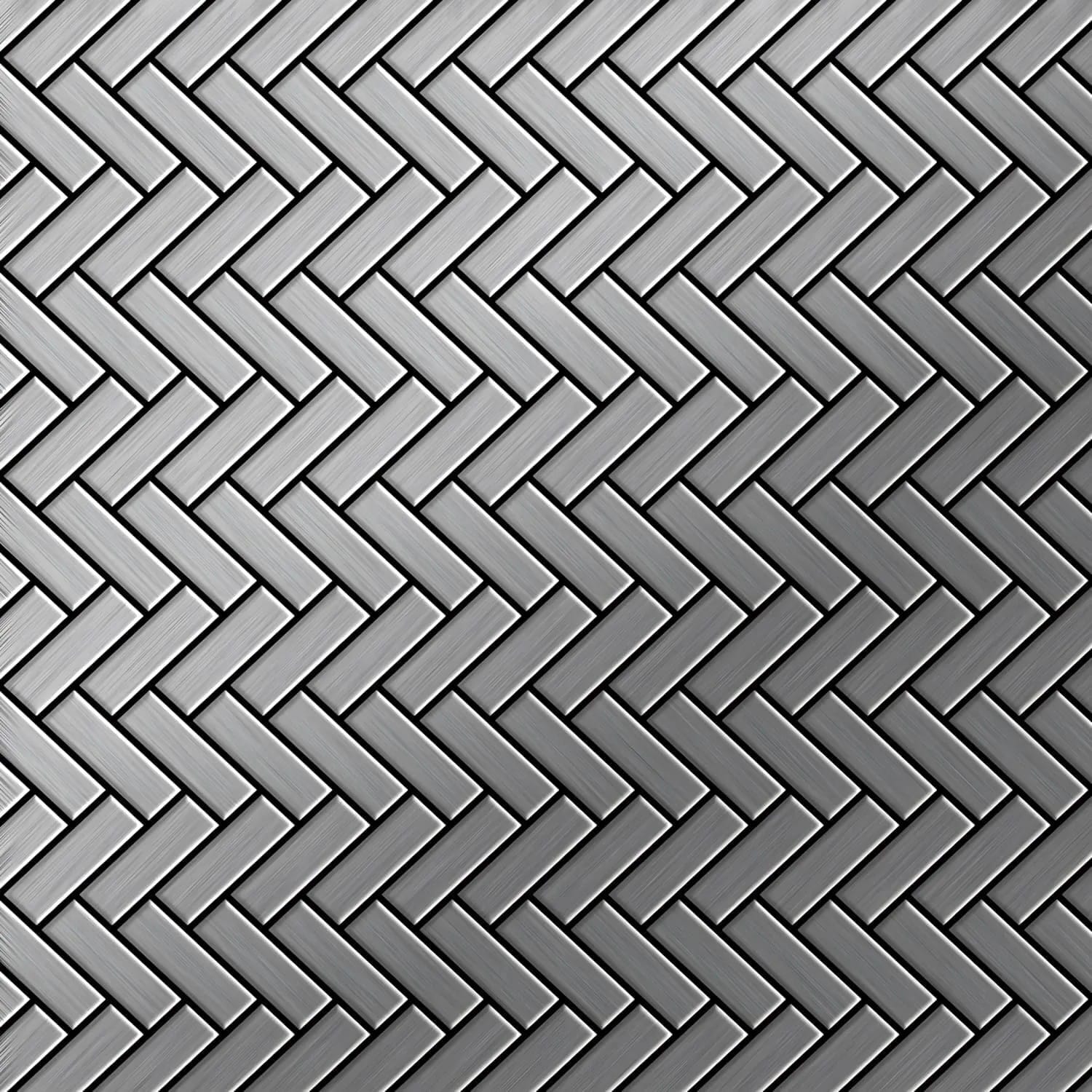 ALLOY Mosaik Fliese Massiv Metall Edelstahl Marine Gebürstet Grau Herringbone-s-s-mb 1 Paket mit 10 Matten 0