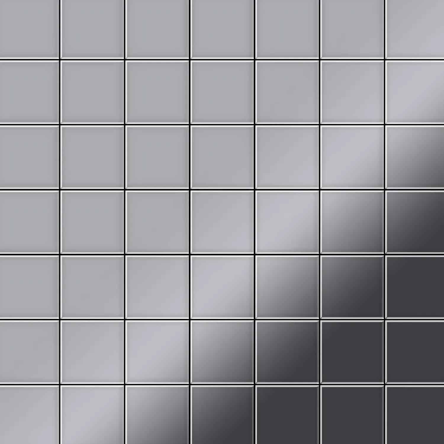 ALLOY Mosaik Fliese Massiv Metall Edelstahl Marine Hochglanz Grau 1