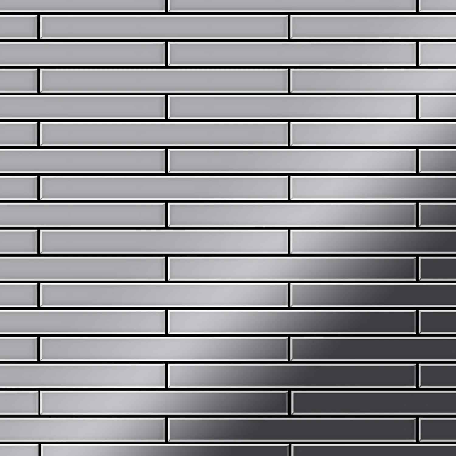 ALLOY Mosaik Fliese Massiv Metall Edelstahl Marine Hochglanz Grau 1