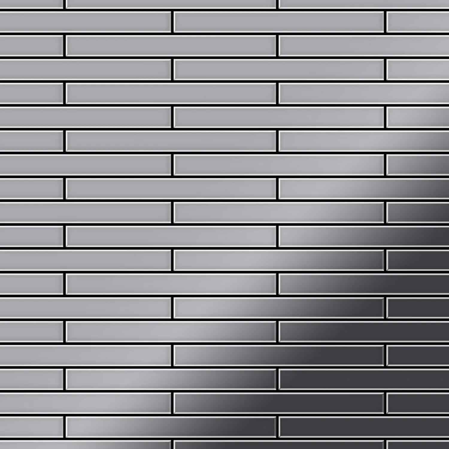 ALLOY Mosaik Fliese Massiv Metall Edelstahl Marine Hochglanz Grau 1
