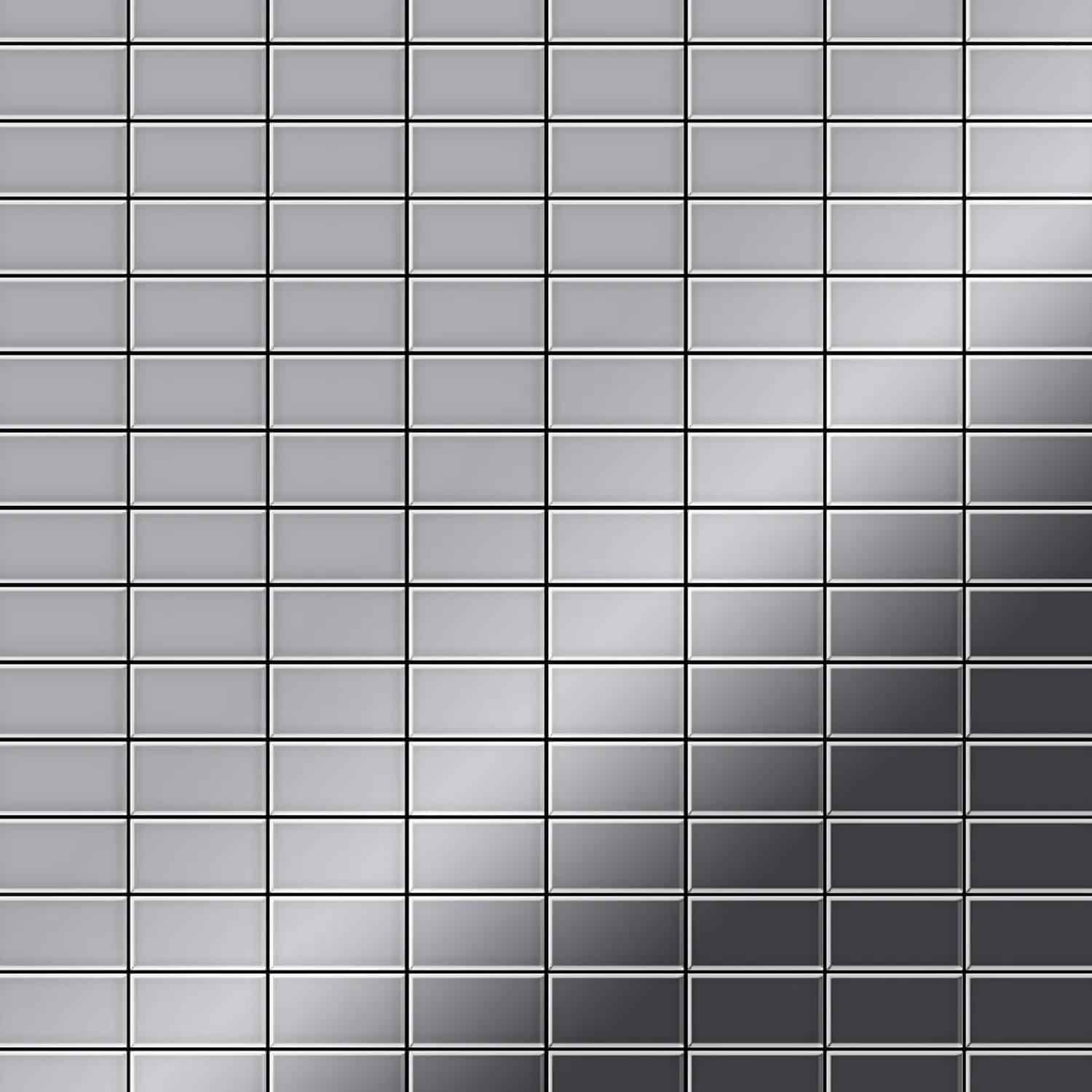 ALLOY Mosaik Fliese Massiv Metall Edelstahl Marine Hochglanz Grau Bauhaus-s-s-mm 1 Paket mit 10 Matten 1