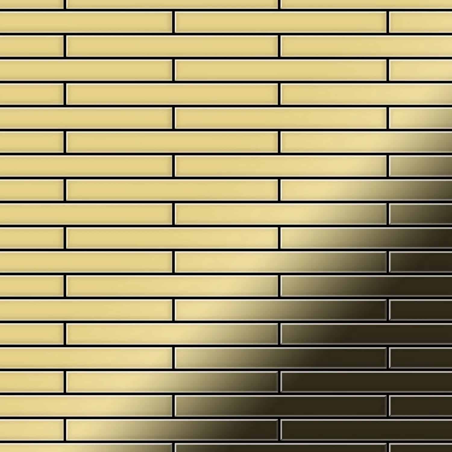 ALLOY Mosaik Fliese Massiv Metall Messing Gewalzt Gold 1
