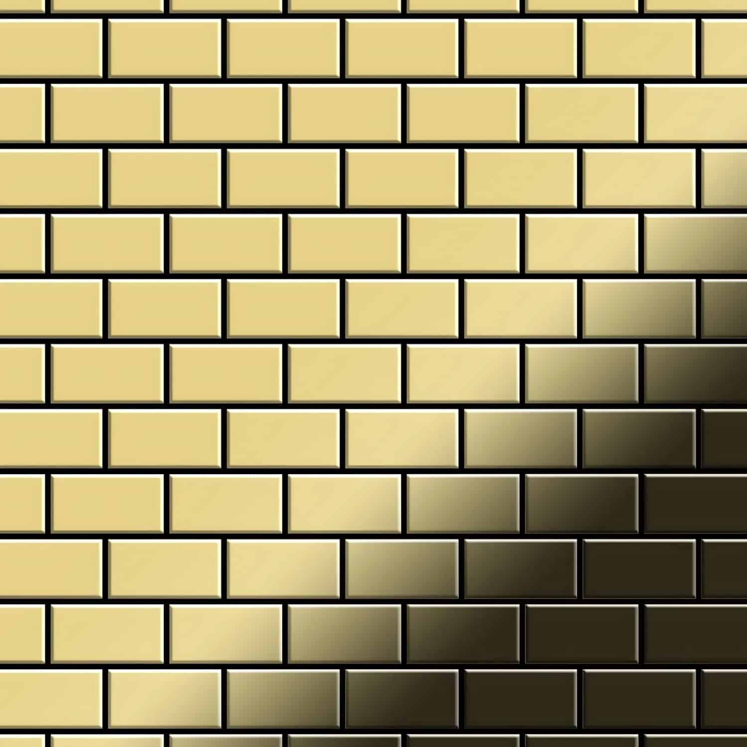 ALLOY Mosaik Fliese Massiv Metall Messing Gewalzt Gold 1