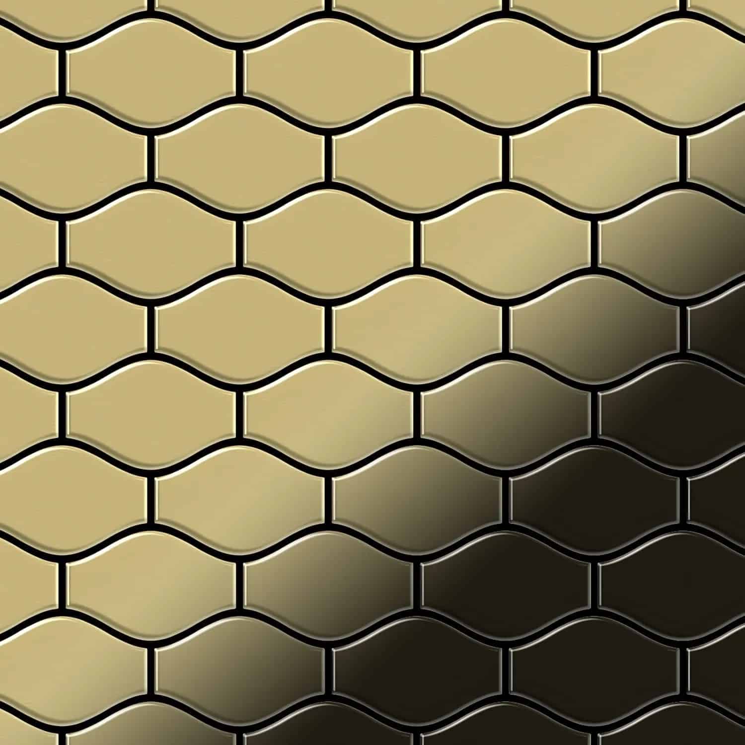 ALLOY Mosaik Fliese Massiv Metall Messing Gewalzt Gold 1