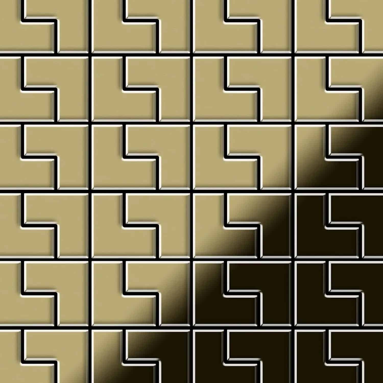 ALLOY Mosaik Fliese Massiv Metall Messing Gewalzt Gold 1