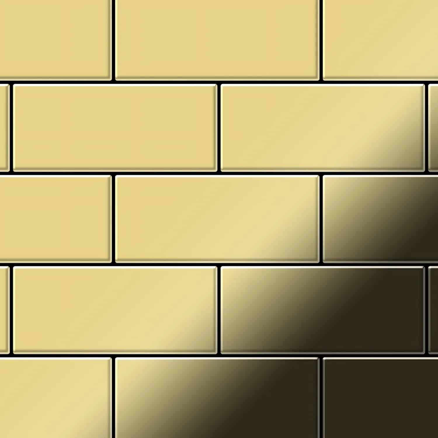 ALLOY Mosaik Fliese Massiv Metall Messing Gewalzt Gold 1