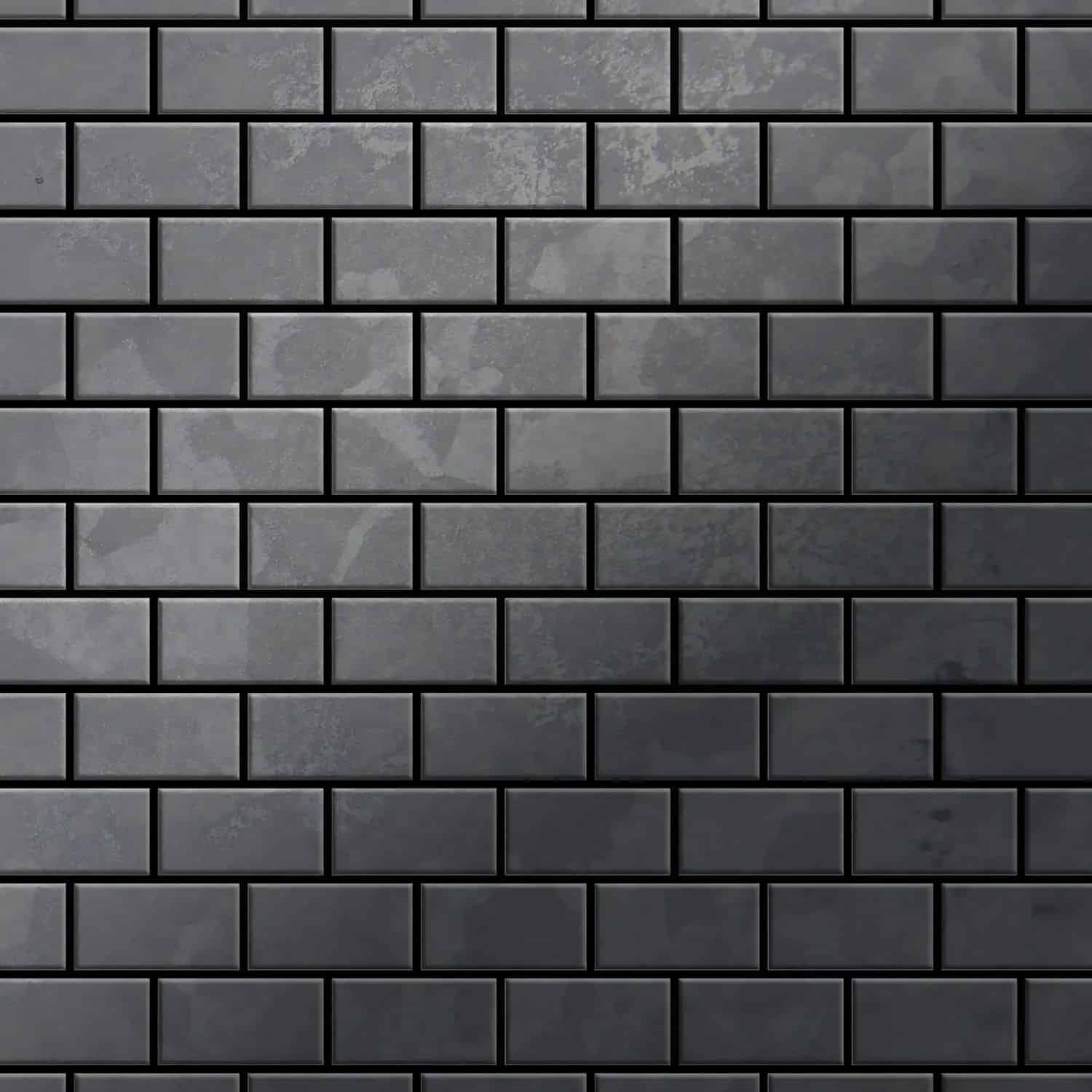 ALLOY Mosaik Fliese Massiv Metall Rohstahl Gewalzt Grau 1