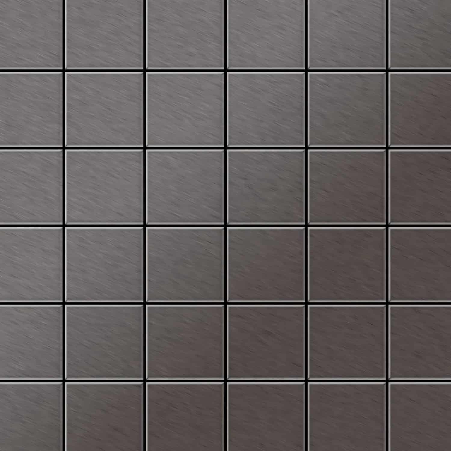 ALLOY Mosaik Fliese Massiv Metall Titan Gebürstet Dunkelgrau 1