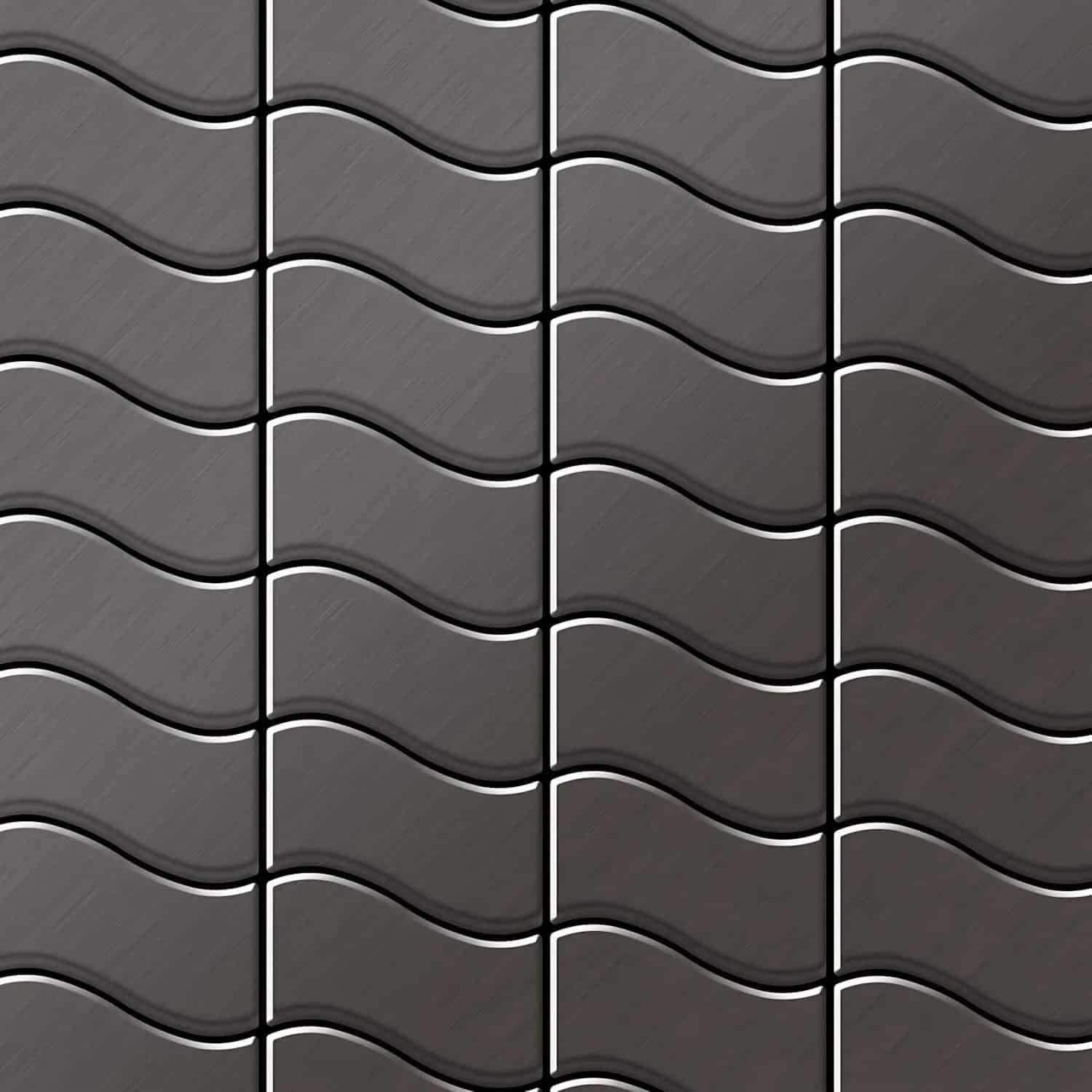 ALLOY Mosaik Fliese Massiv Metall Titan Gebürstet Dunkelgrau 1