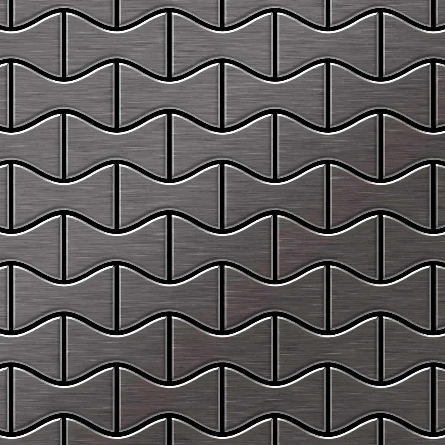 ALLOY Mosaik Fliese Massiv Metall Titan Gebürstet Dunkelgrau 1
