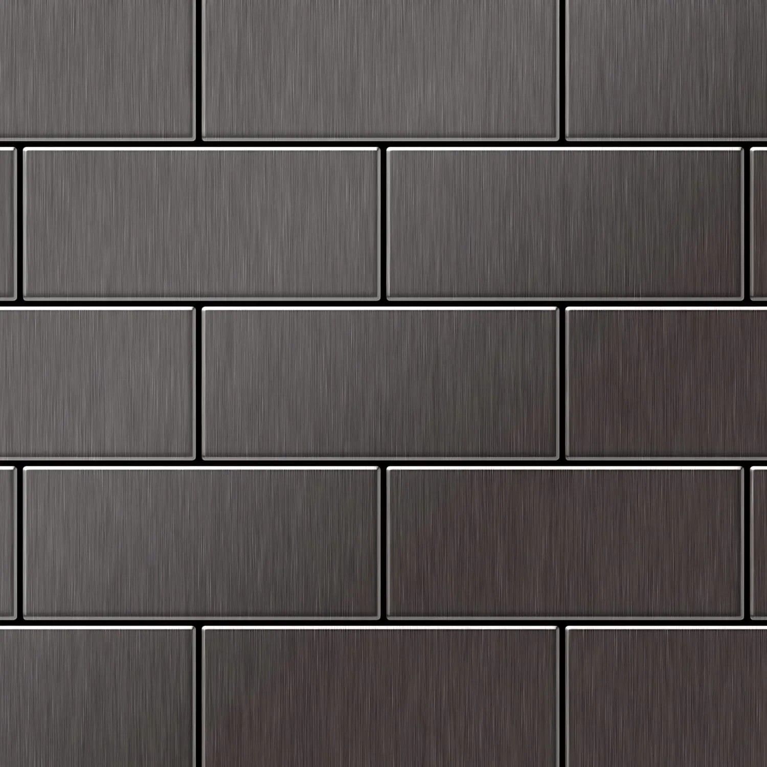 ALLOY Mosaik Fliese Massiv Metall Titan Gebürstet Dunkelgrau 1