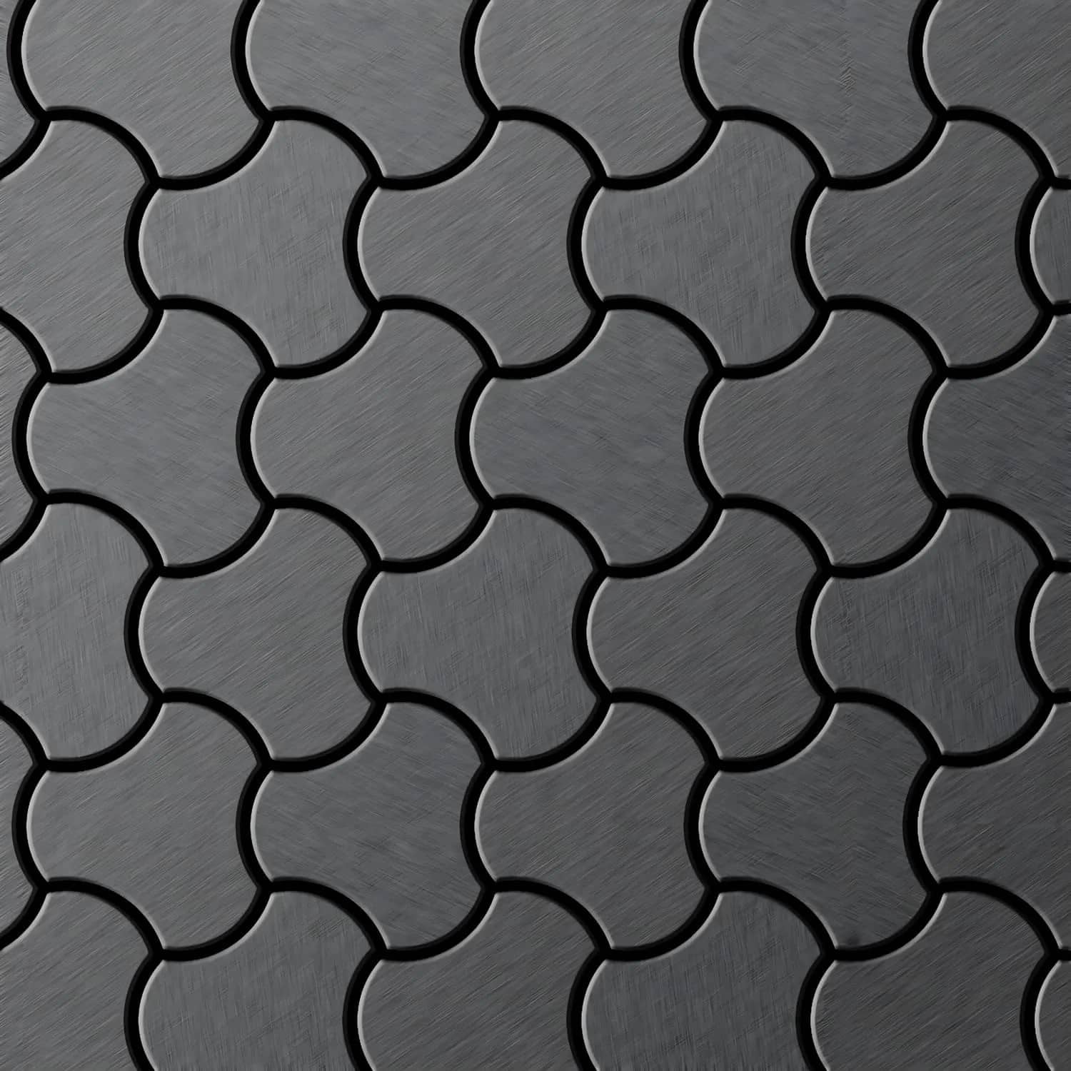 ALLOY Mosaik Fliese Massiv Metall Titan Gebürstet Dunkelgrau 1