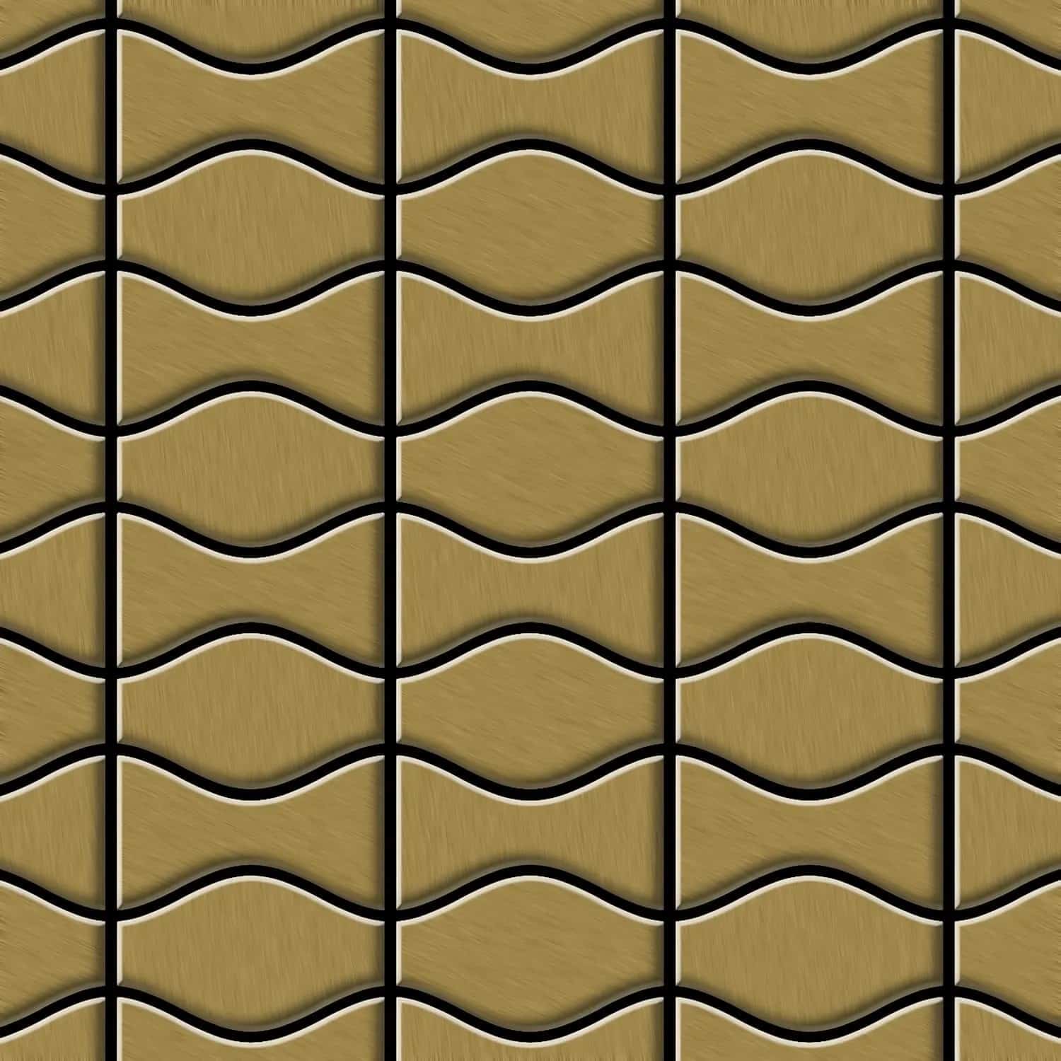 ALLOY Mosaik Fliese Massiv Metall Titan Gebürstet Gold 1
