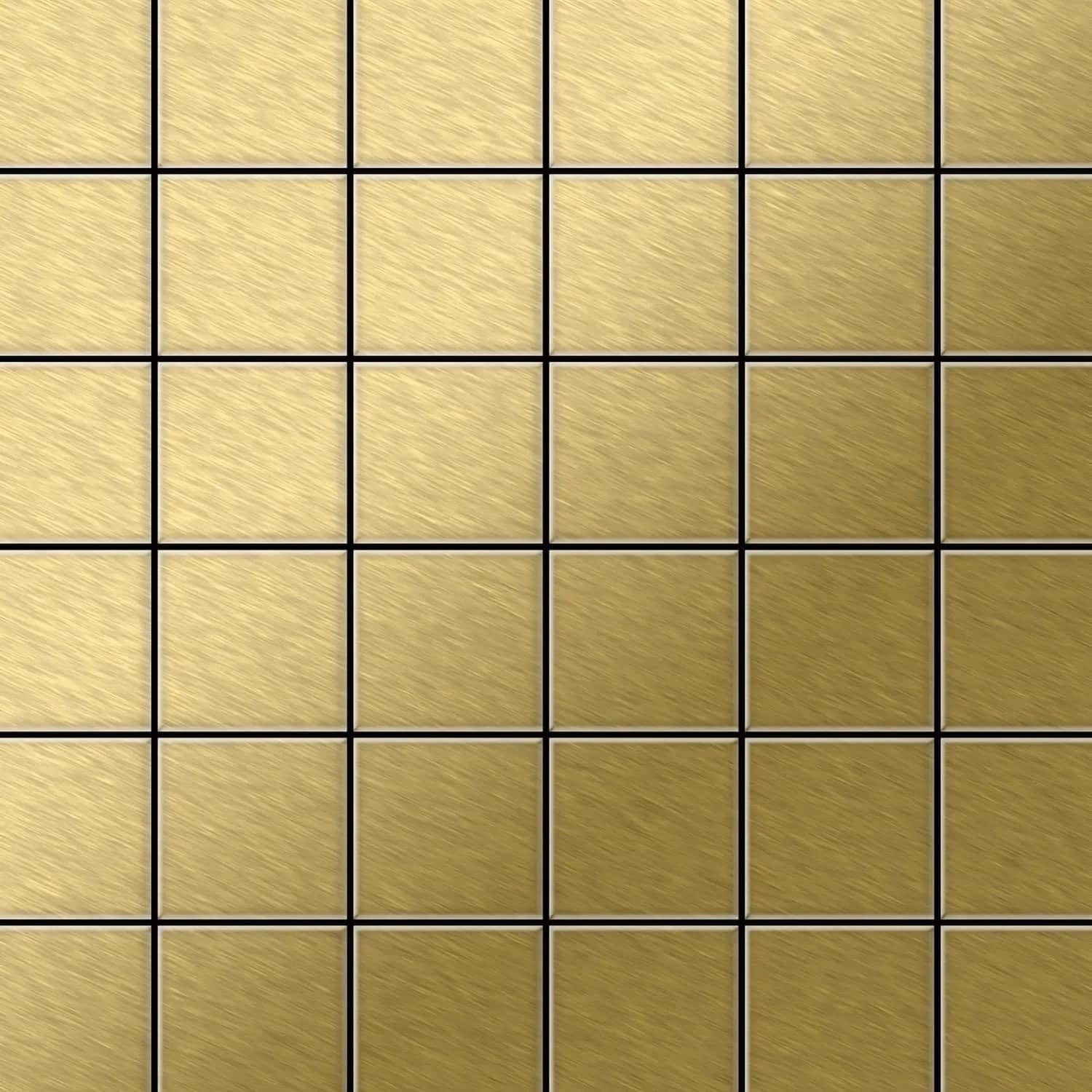 ALLOY Mosaik Fliese Massiv Metall Titan Gebürstet Gold 1
