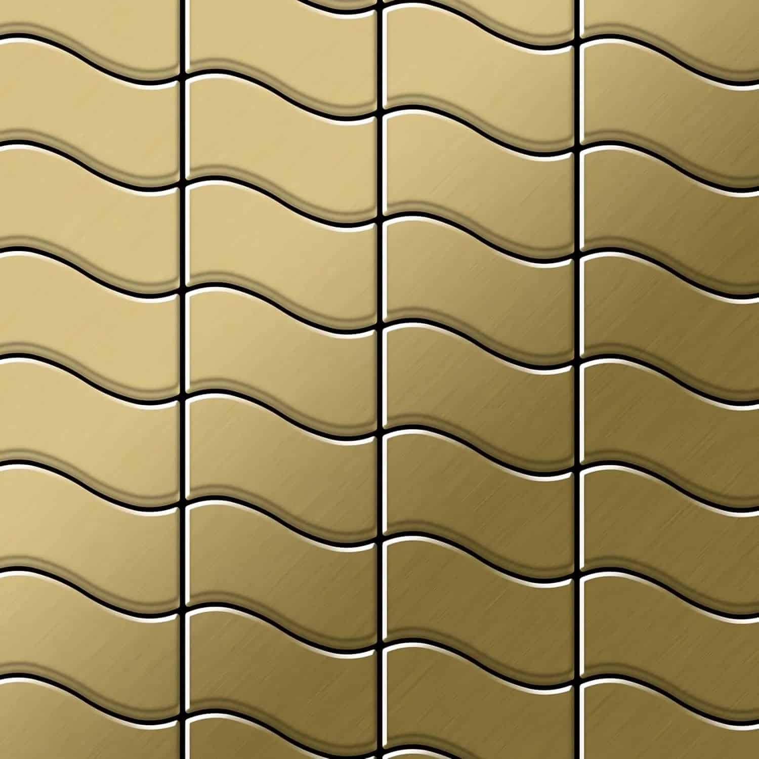 ALLOY Mosaik Fliese Massiv Metall Titan Gebürstet Gold 1