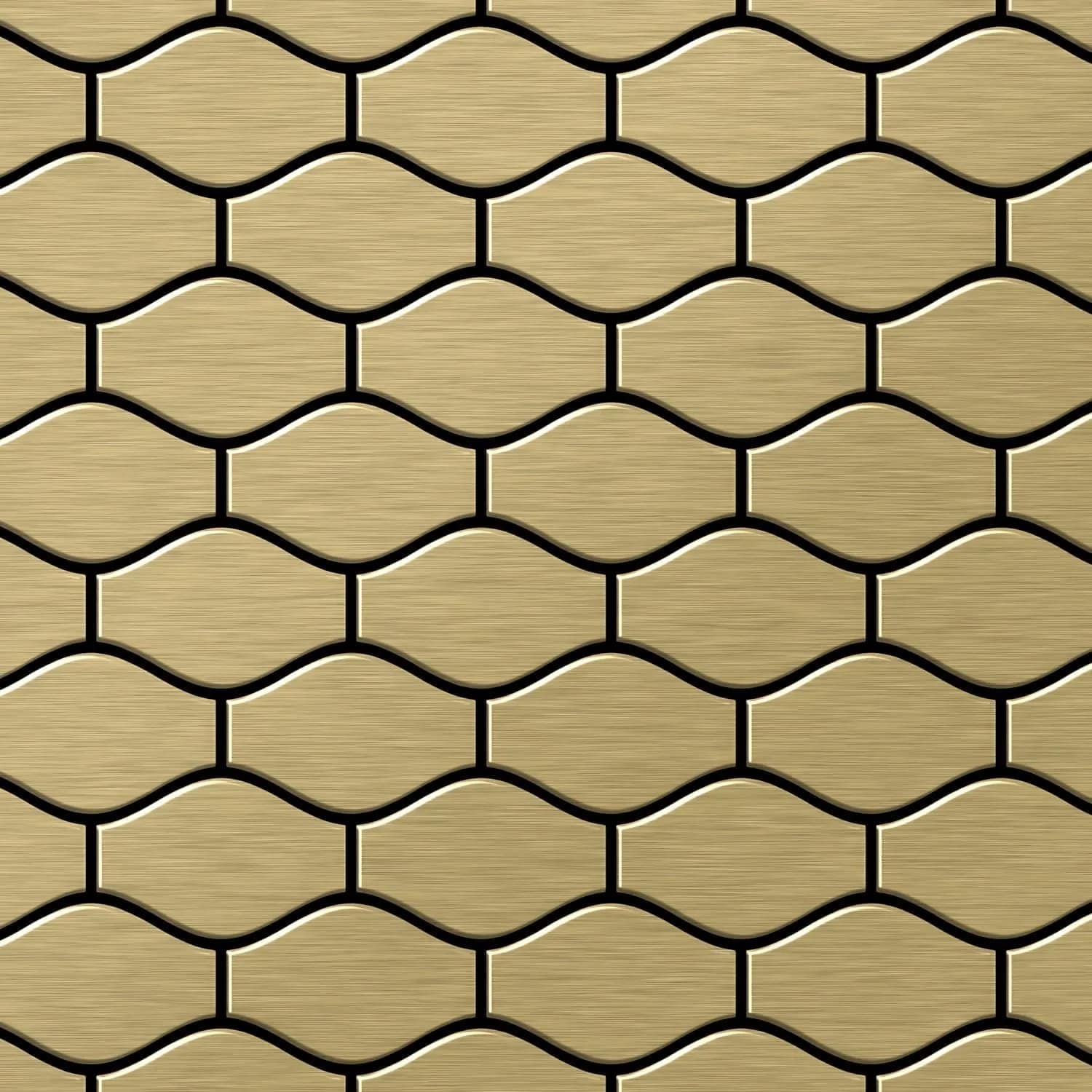 ALLOY Mosaik Fliese Massiv Metall Titan Gebürstet Gold 1