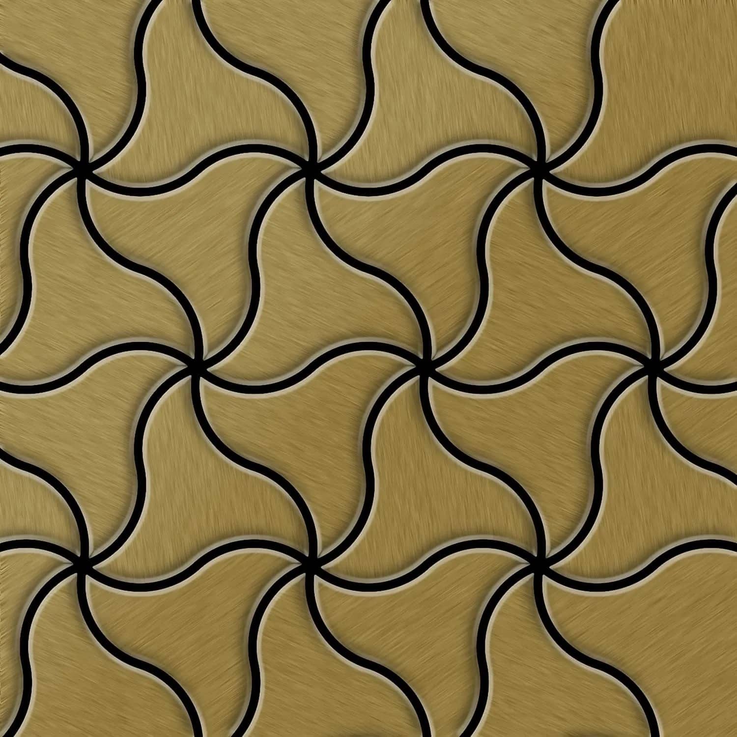 ALLOY Mosaik Fliese Massiv Metall Titan Gebürstet Gold 1