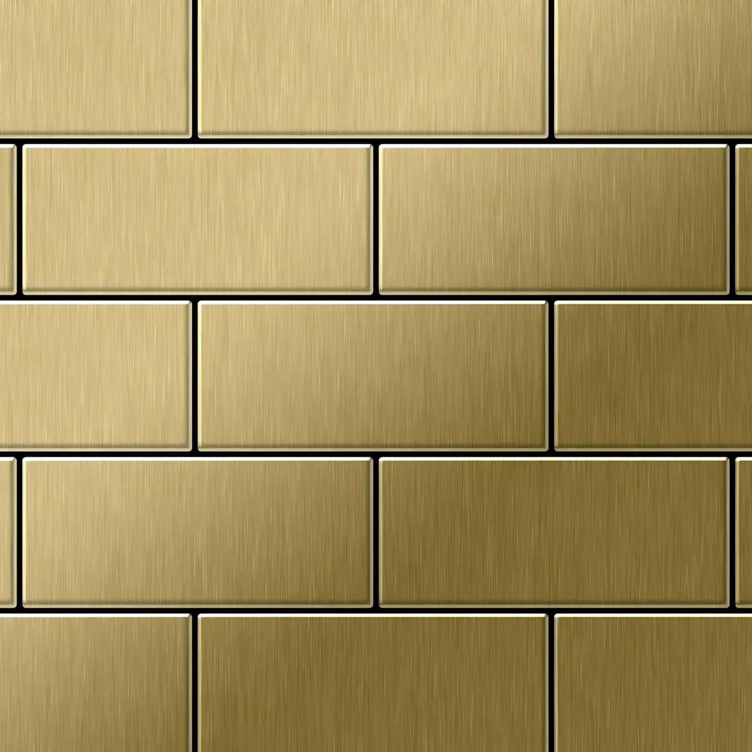 ALLOY Mosaik Fliese Massiv Metall Titan Gebürstet Gold 1