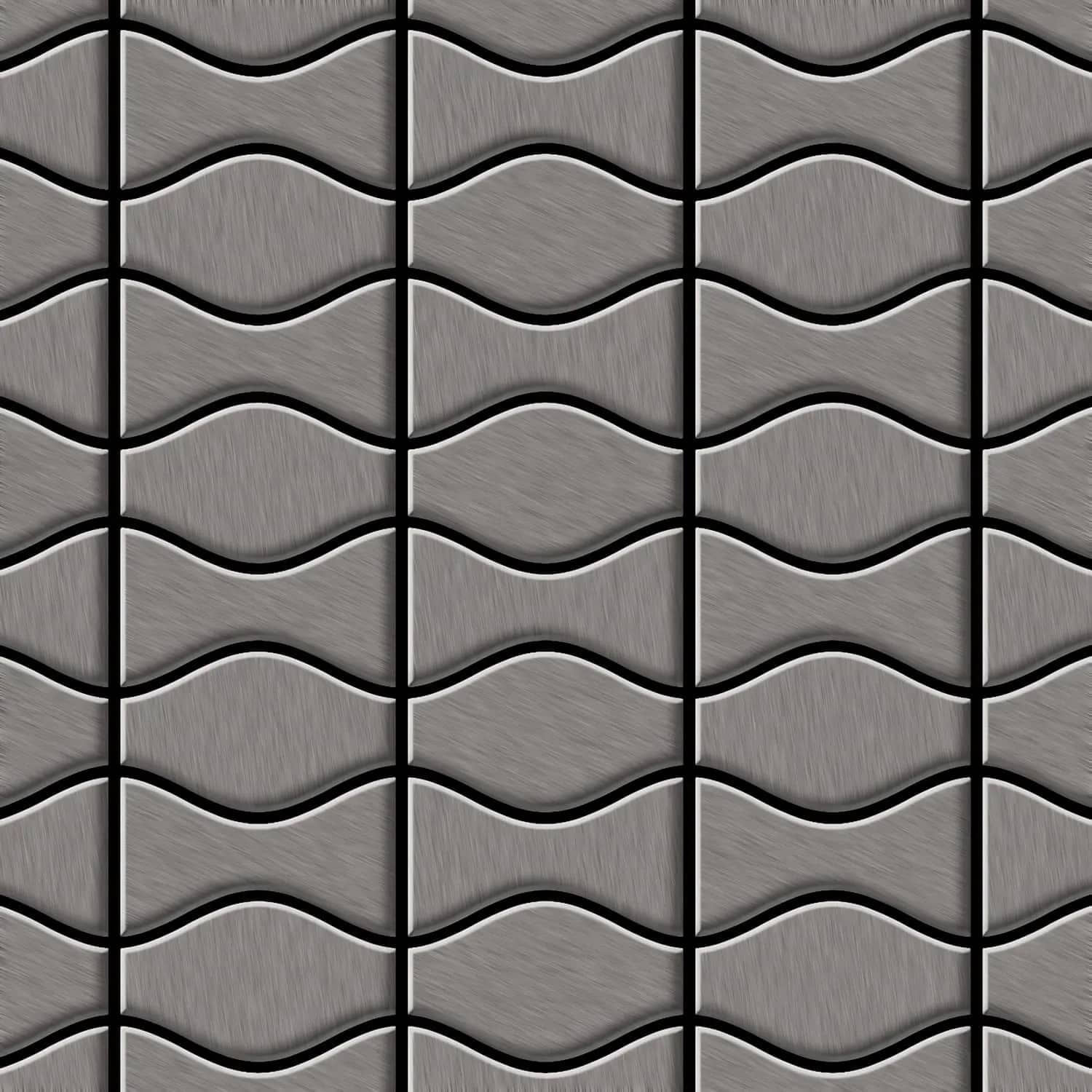 ALLOY Mosaik Fliese Massiv Metall Titan Gebürstet Grau 1