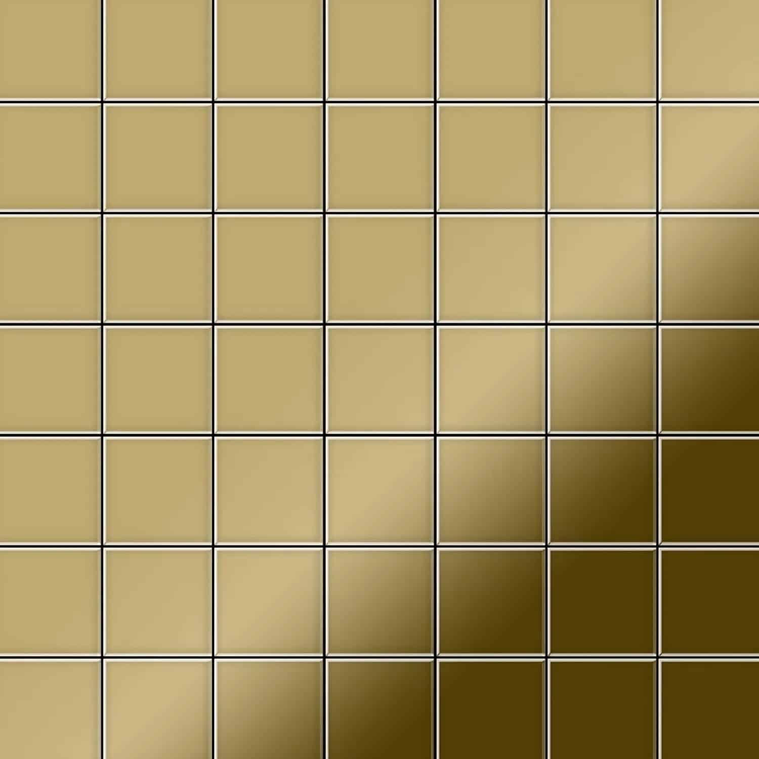 ALLOY Mosaik Fliese Massiv Metall Titan Hochglänzend Gold 1