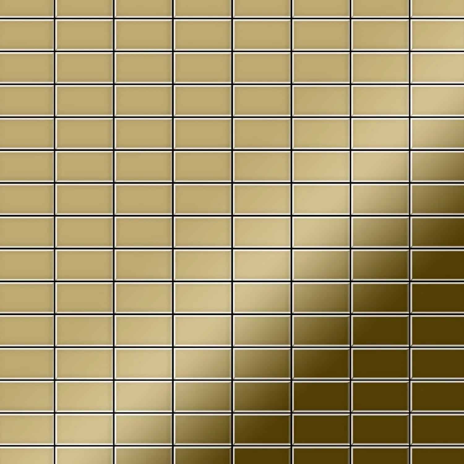 ALLOY Mosaik Fliese Massiv Metall Titan Hochglänzend Gold 1