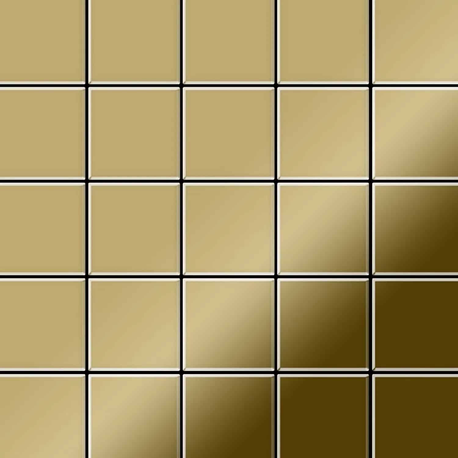 ALLOY Mosaik Fliese Massiv Metall Titan Hochglänzend Gold 1