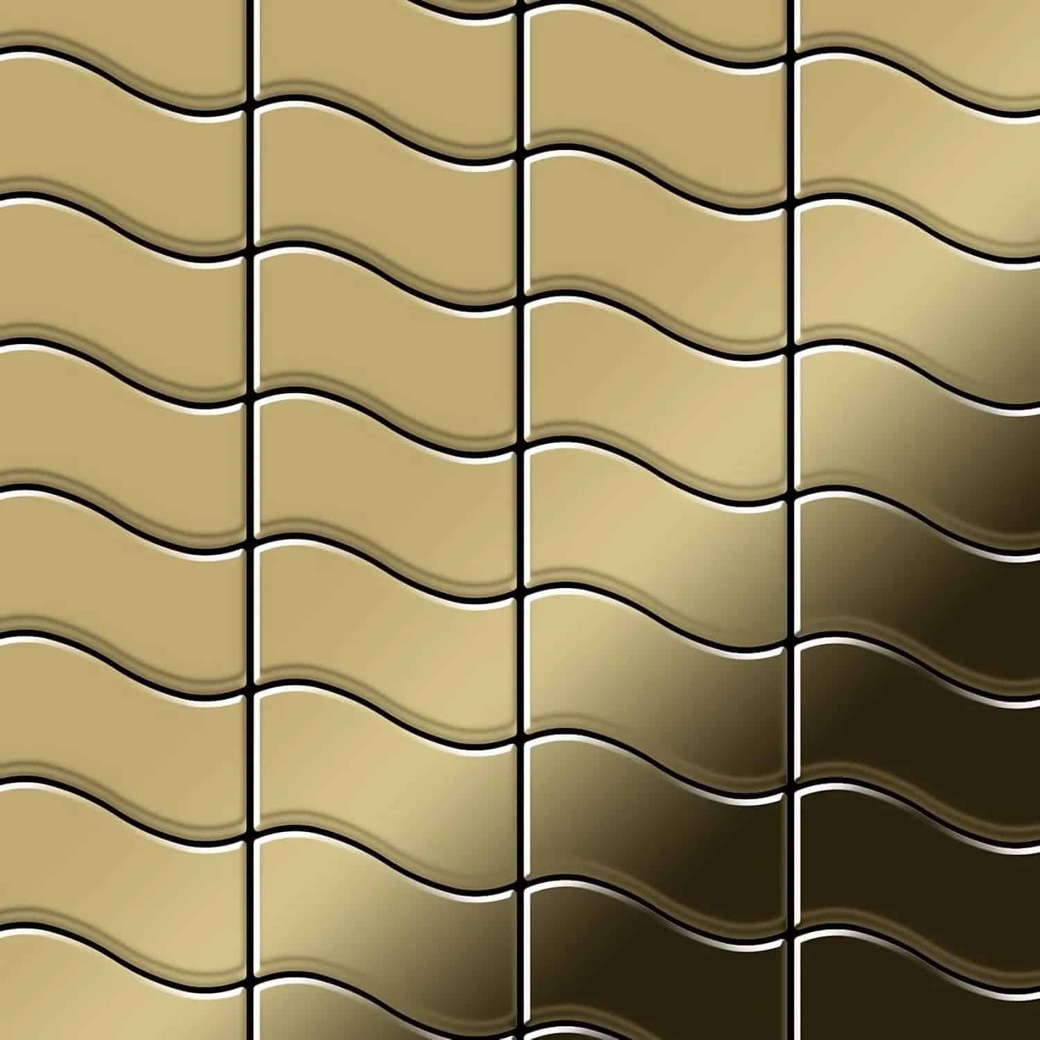 ALLOY Mosaik Fliese Massiv Metall Titan Hochglänzend Gold 1