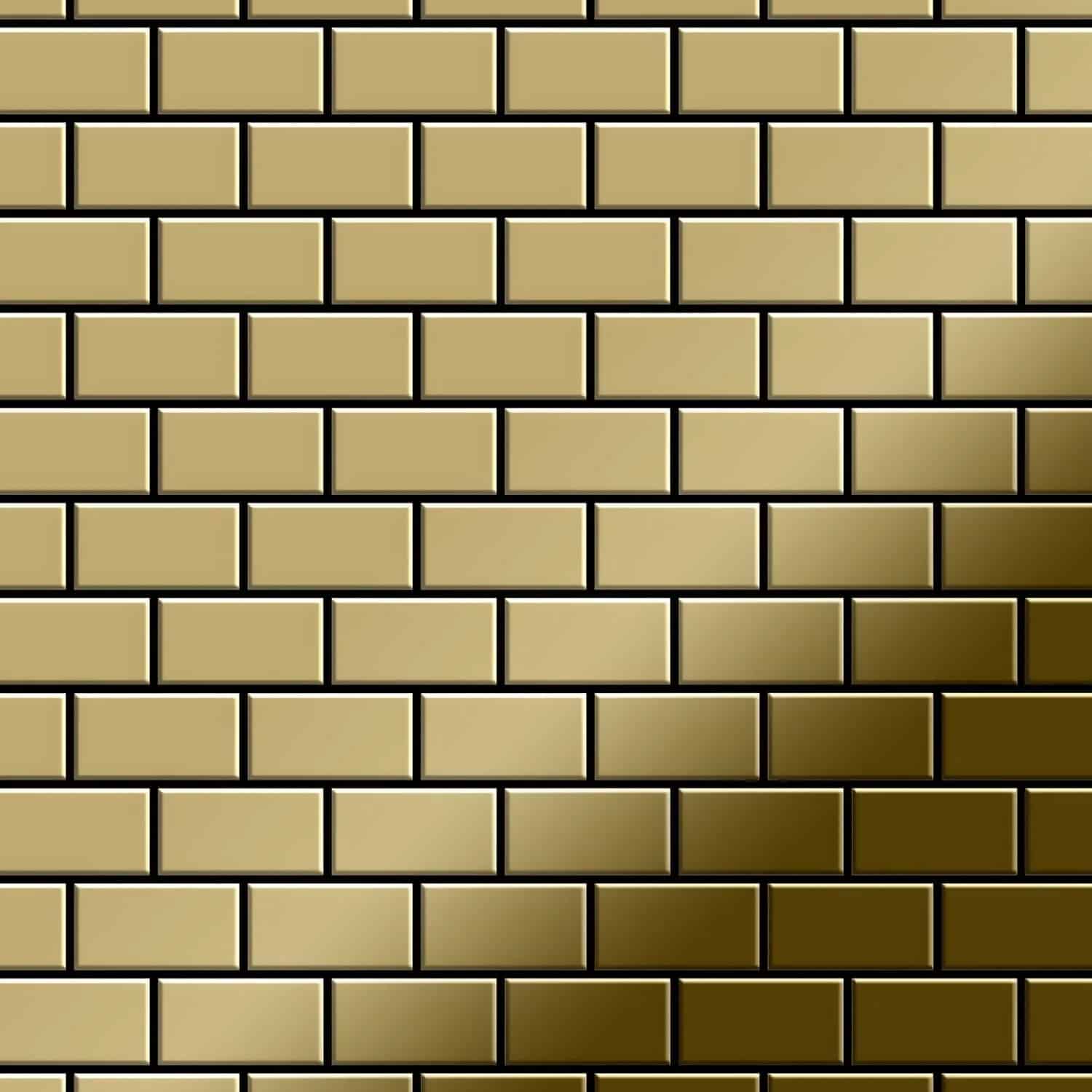 ALLOY Mosaik Fliese Massiv Metall Titan Hochglänzend Gold 1