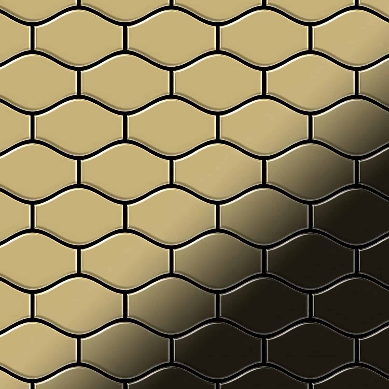 ALLOY Mosaik Fliese Massiv Metall Titan Hochglänzend Gold 1