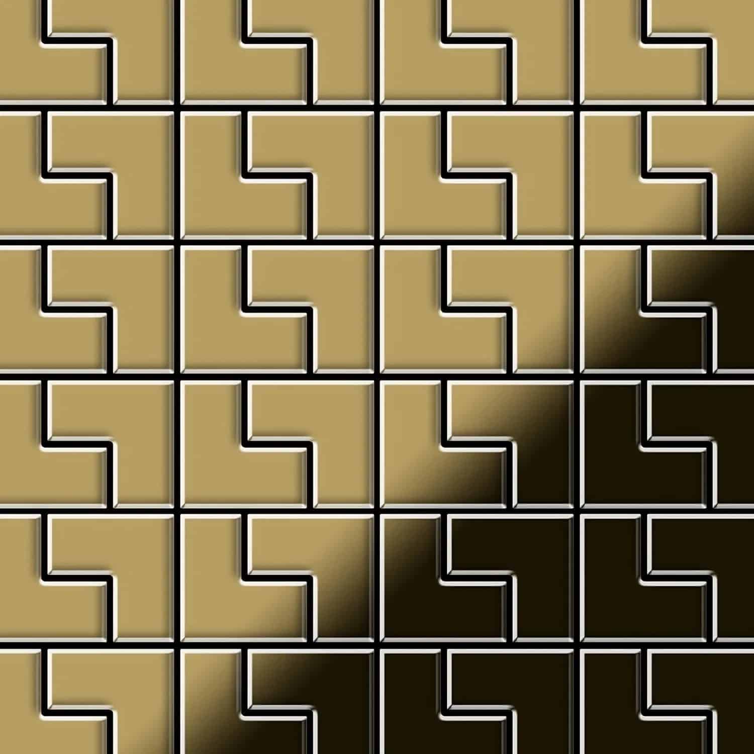 ALLOY Mosaik Fliese Massiv Metall Titan Hochglänzend Gold 1