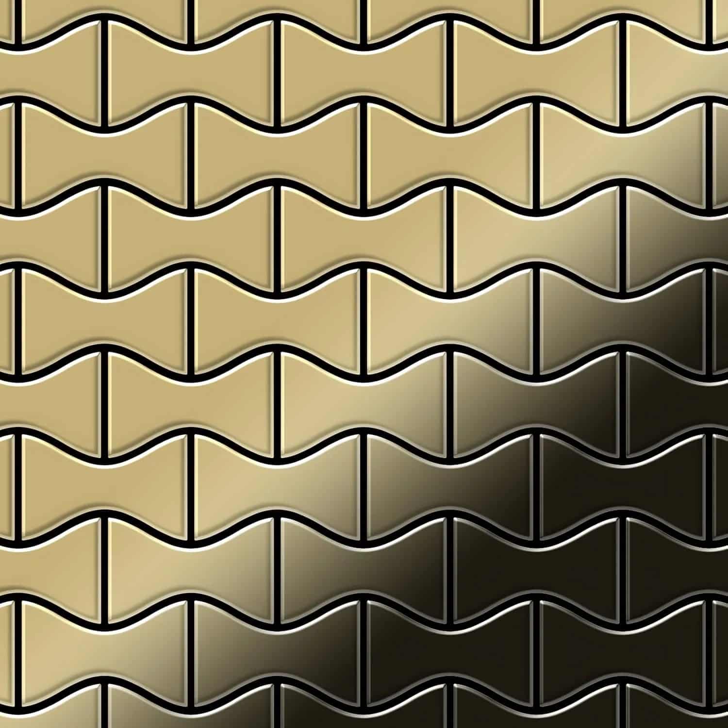 ALLOY Mosaik Fliese Massiv Metall Titan Hochglänzend Gold 1