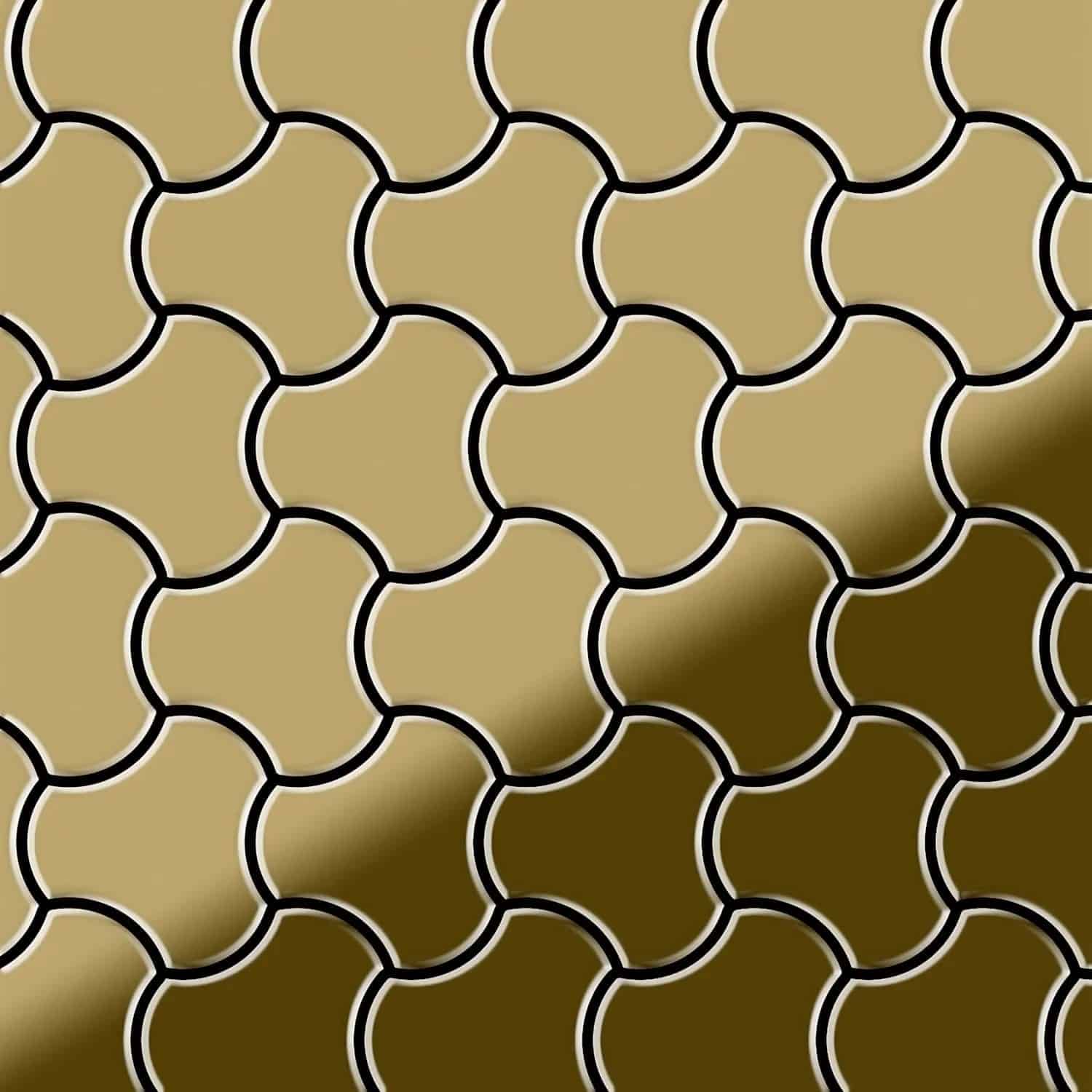 ALLOY Mosaik Fliese Massiv Metall Titan Hochglänzend Gold 1