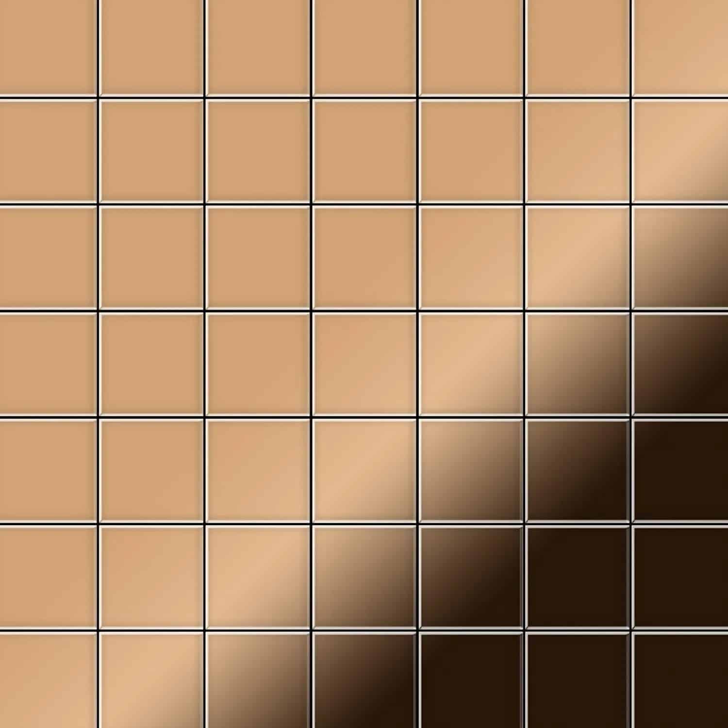 ALLOY Mosaik Fliese Massiv Metall Titan Hochglänzend Kupfer 1
