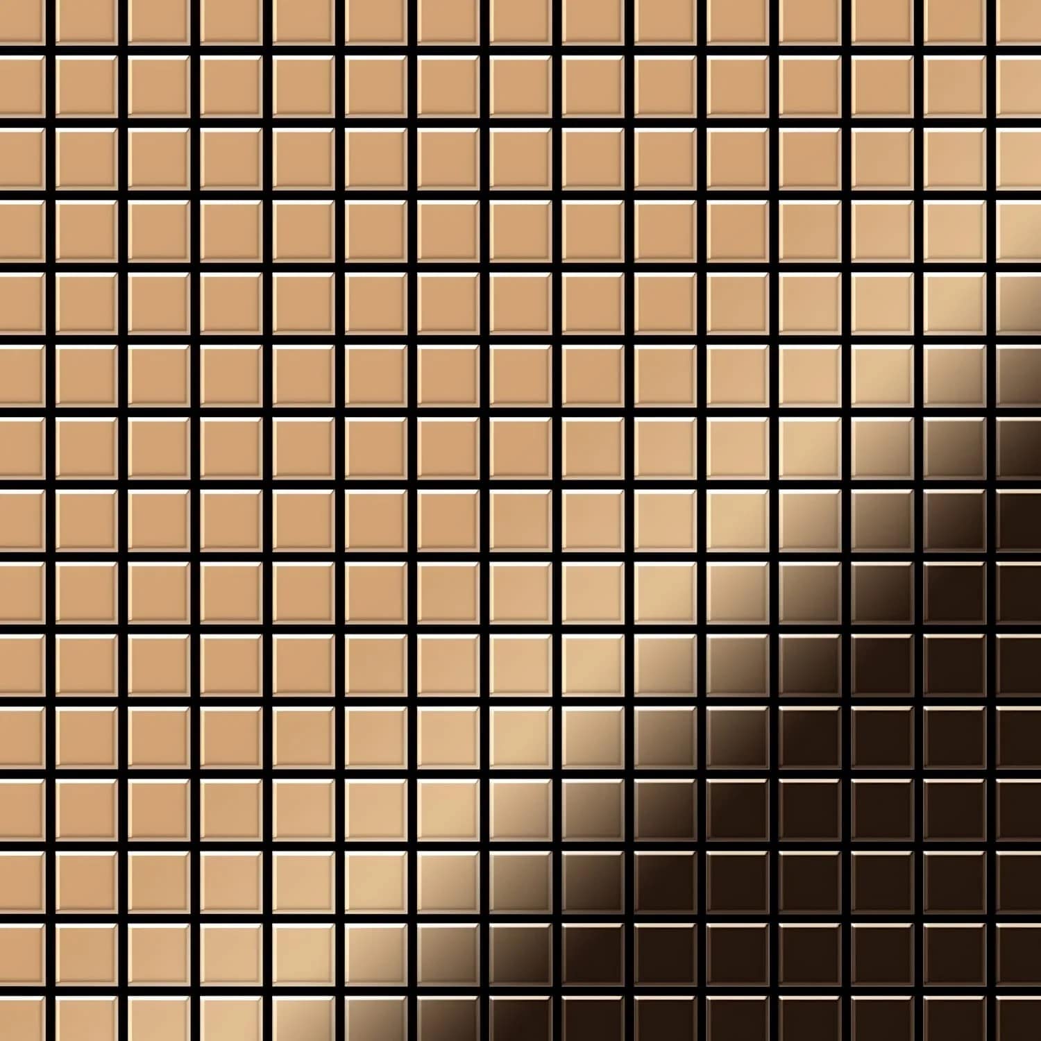 ALLOY Mosaik Fliese Massiv Metall Titan Hochglänzend Kupfer 1