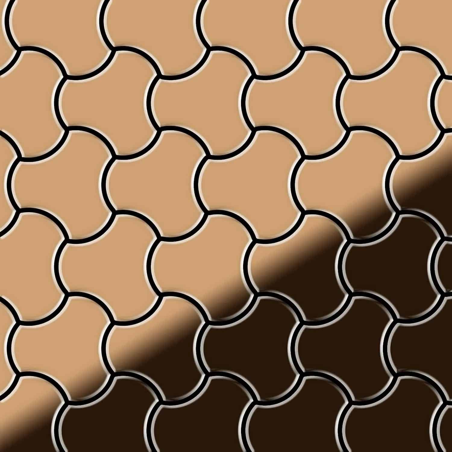 ALLOY Mosaik Fliese Massiv Metall Titan Hochglänzend Kupfer 1