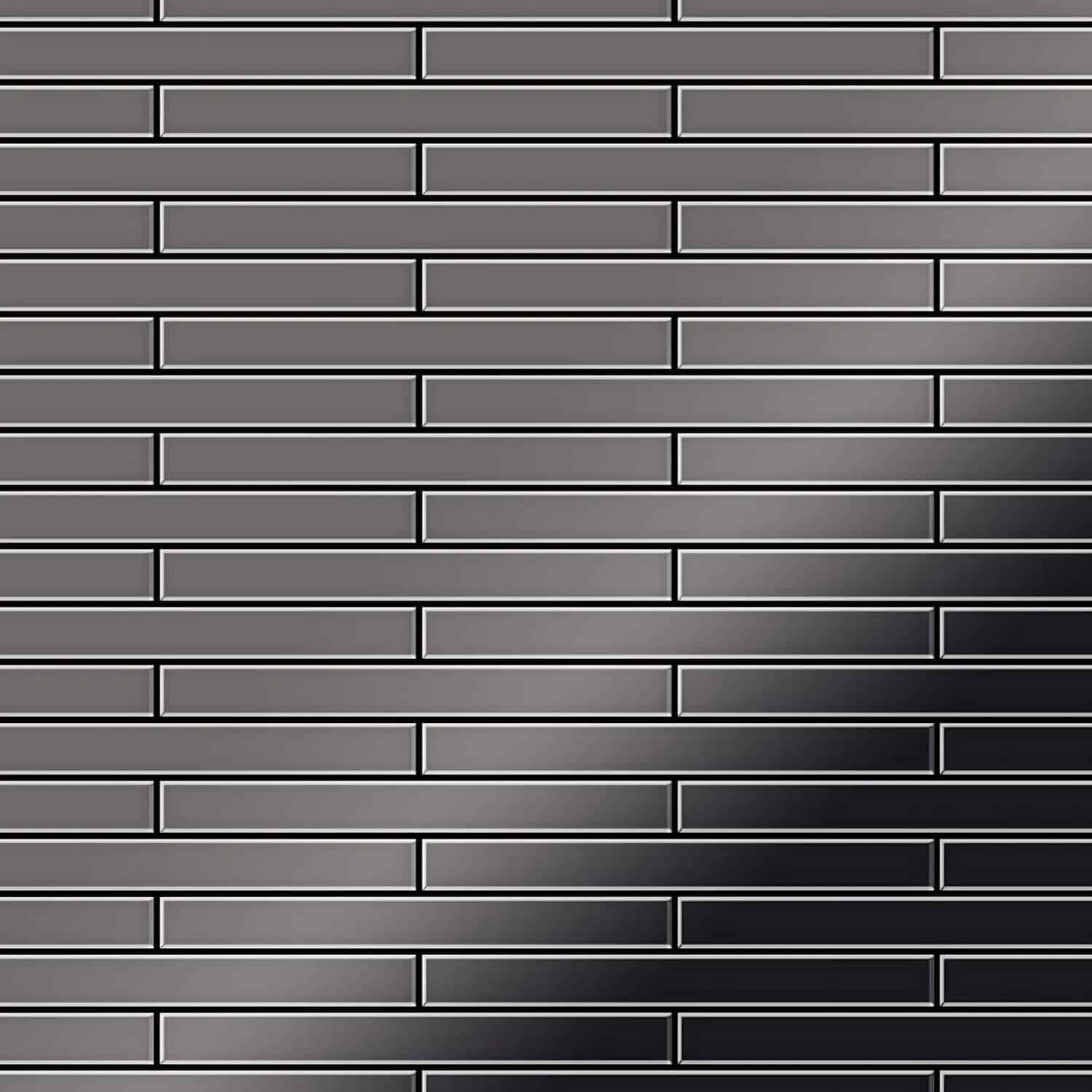 ALLOY Mosaik Fliese Massiv Metall Titan Hochglanz Dunkelgrau 1