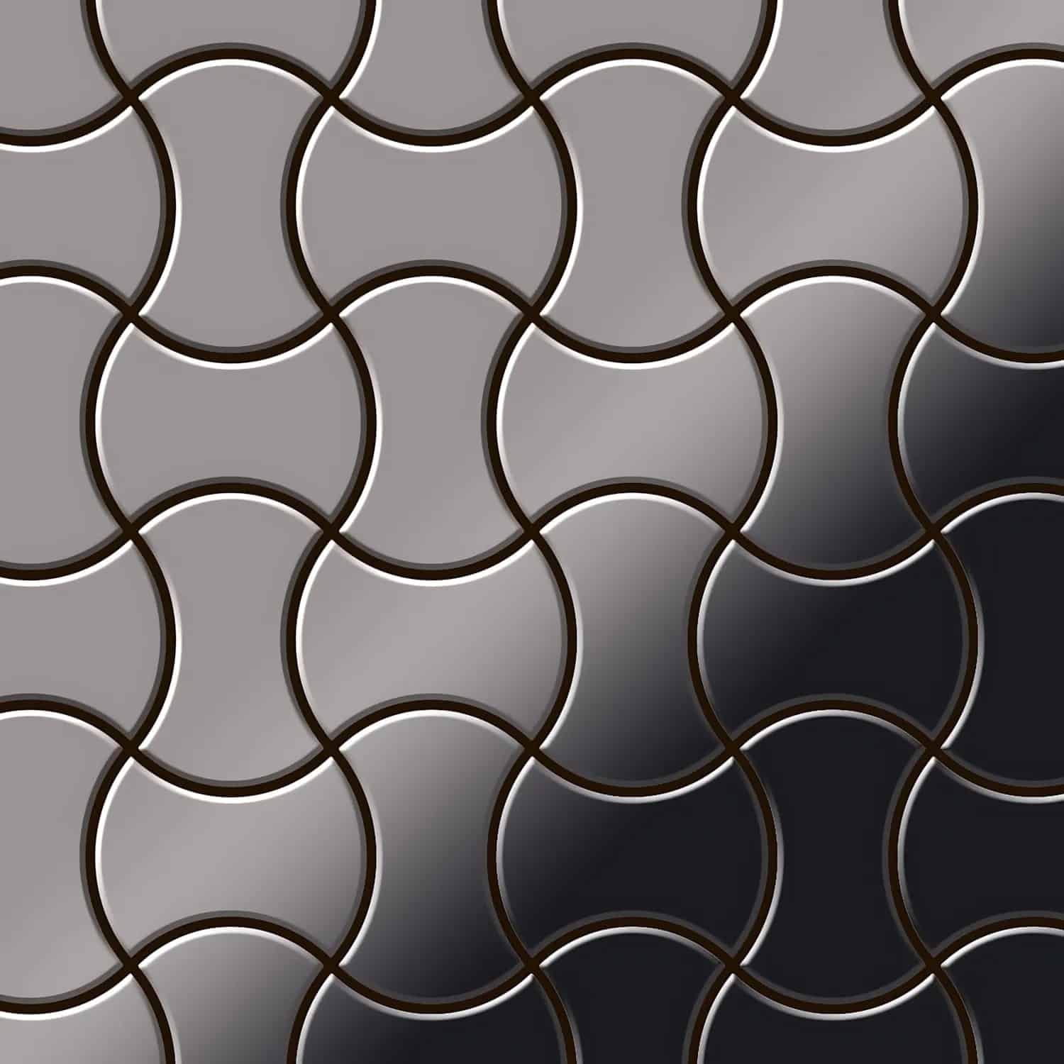 ALLOY Mosaik Fliese Massiv Metall Titan Hochglanz Dunkelgrau 1