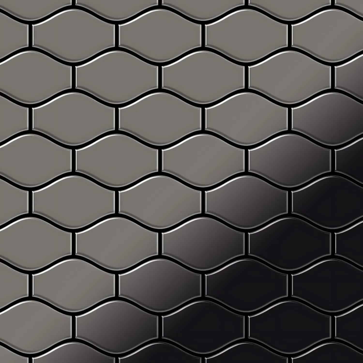 ALLOY Mosaik Fliese Massiv Metall Titan Hochglanz Dunkelgrau 1