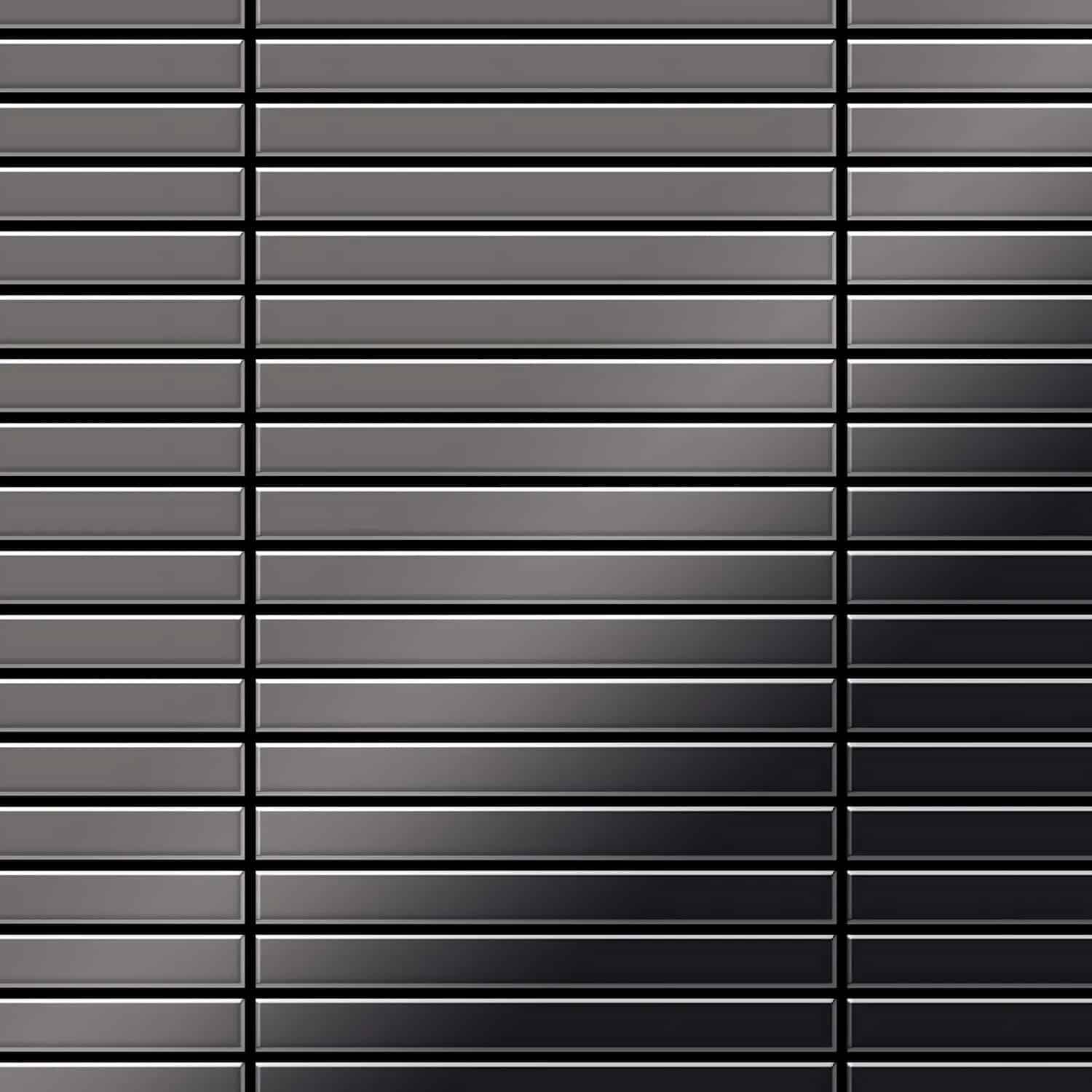 ALLOY Mosaik Fliese Massiv Metall Titan Hochglanz Dunkelgrau 1