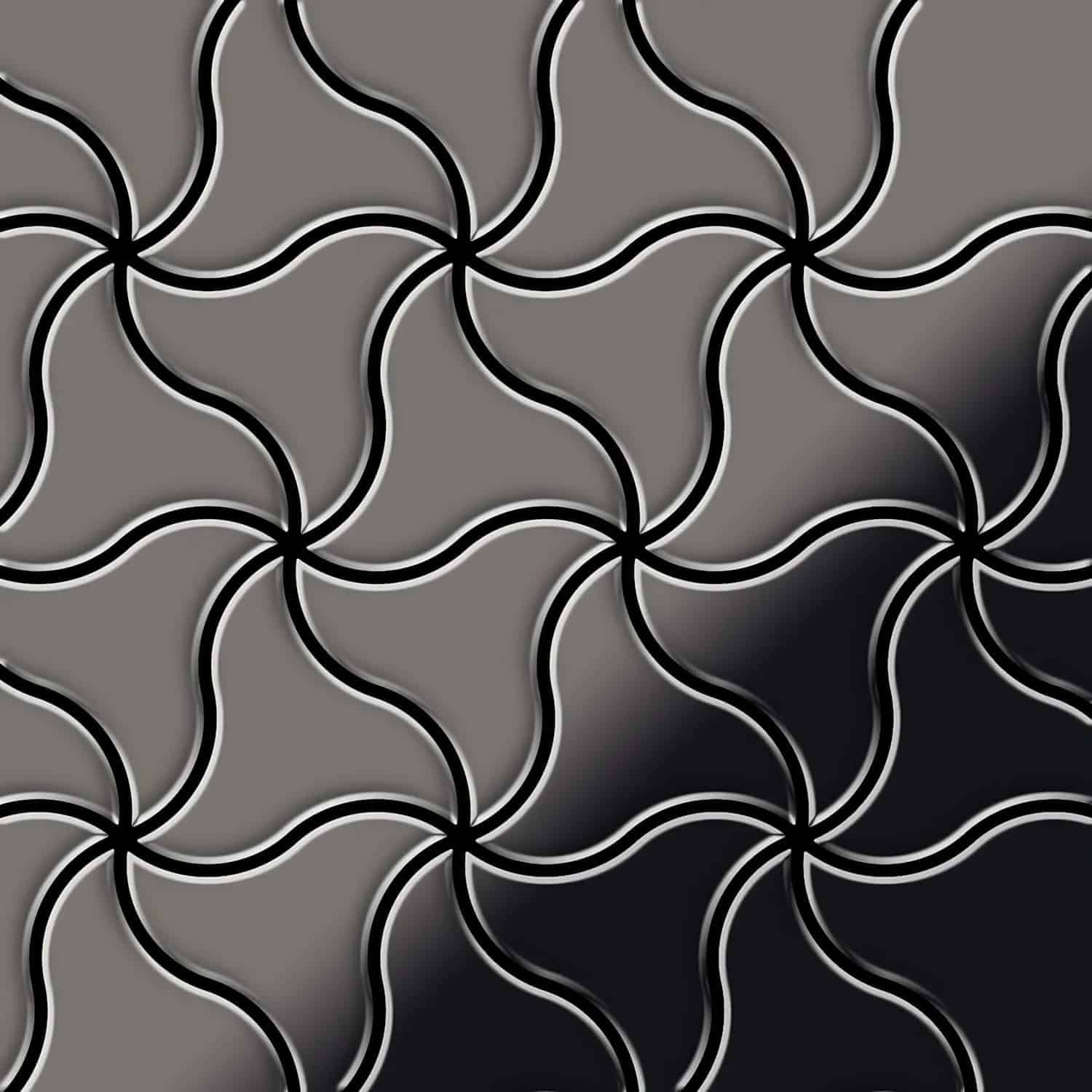 ALLOY Mosaik Fliese Massiv Metall Titan Hochglanz Dunkelgrau 1